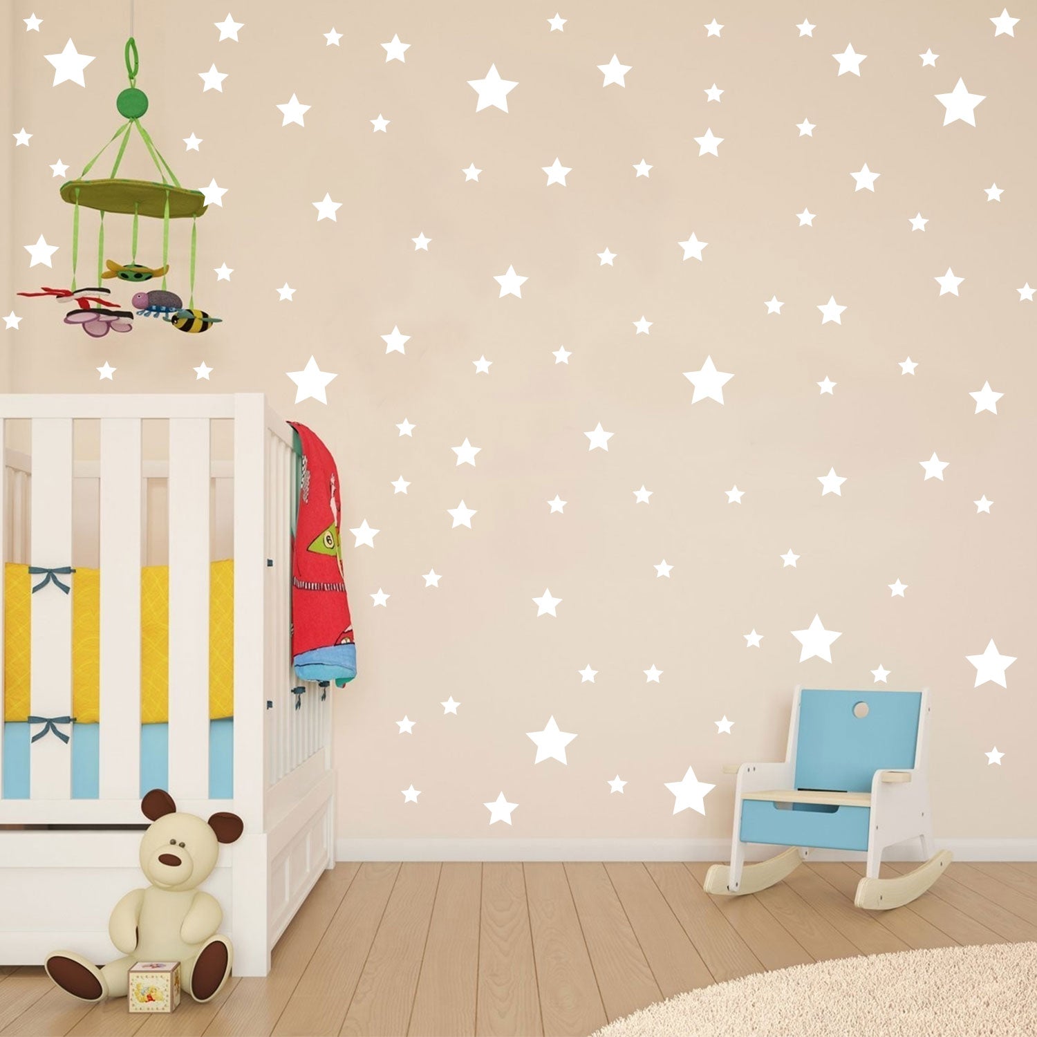 Pack of 116 Stars Vinyl Wall Art Decals - .5" x 3" - Bedroom Vinyl Wall Decor Stickers - Apartment Vinyl Decal Wall Decor - Kids Room Vinyl Wall Decals - Star Pattern Vinyl Wall Art 660078092828
