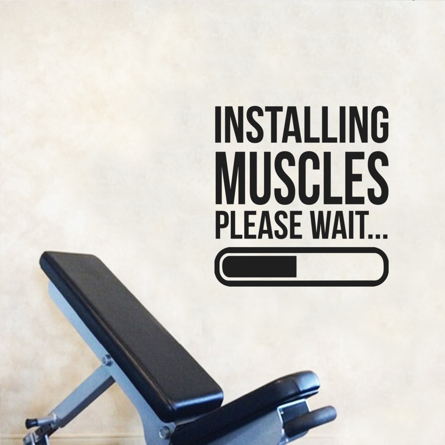 Installing Muscles Please Wait - Inspirational Gym Quotes Wall Art Vinyl Decal - 18" x 18" Decoration Vinyl Sticker - Gym Wall Decal Stickers - Fitness Vinyl Sticker - Motivational Gym Vinyl Decals 660078093078