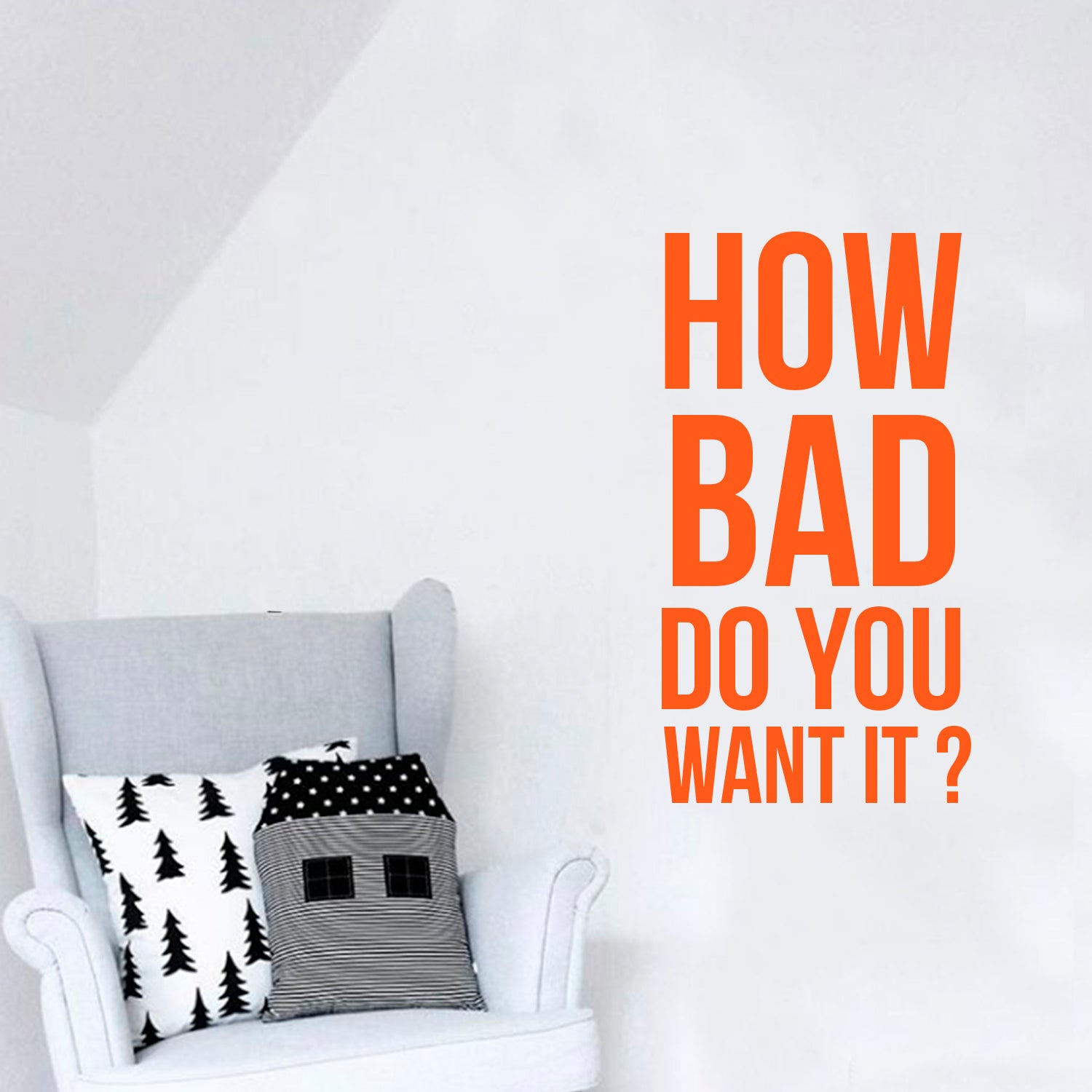 How Bad Do You Want It - Motivational Gym and Work Quote Wall Art Decal - 33" x 17" Decoration Vinyl Stickers - Life Quote Wall Decals -Inspirational Gym Decals - Office Wall Decal (33" x 17", Orange) 660078093214