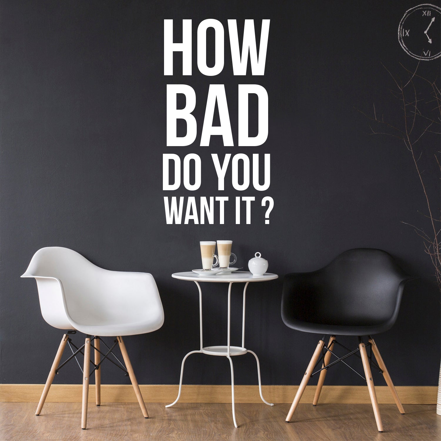How Bad Do You Want It - Motivational Gym and Work Quote Wall Art Decal - 33" x 17" Decoration Vinyl Stickers - Life Quote Wall Decals -Inspirational Gym Decals - Office Wall Decal (33" x 17", White) 660078093191