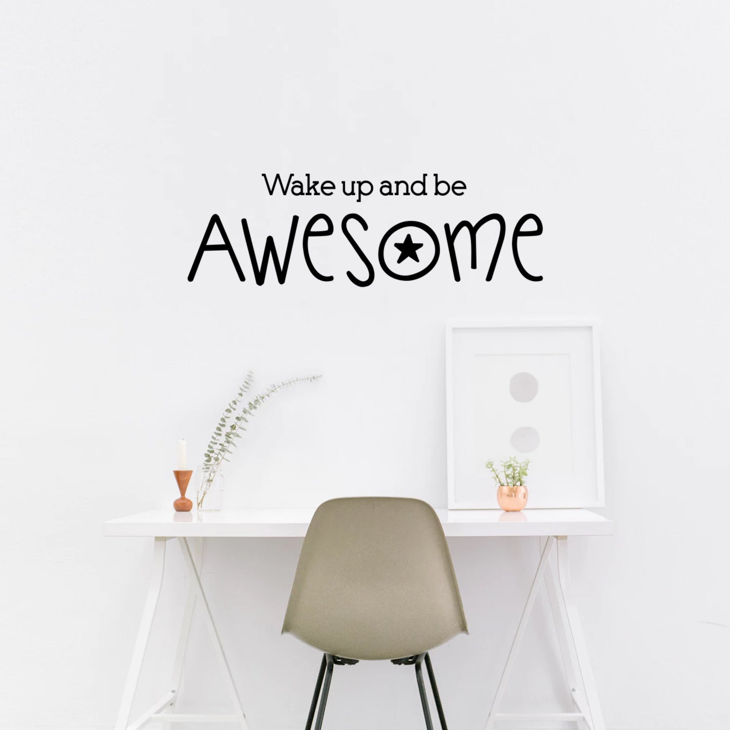Inspirational Life Quotes Vinyl Wall Decals - Wake Up and Be Awesome - 10" x 30" - Bedroom Wall Vinyl Decals - Motivational Work Office Gym Fitness Removable Wall Art Sticker Decals Signs 660078093306