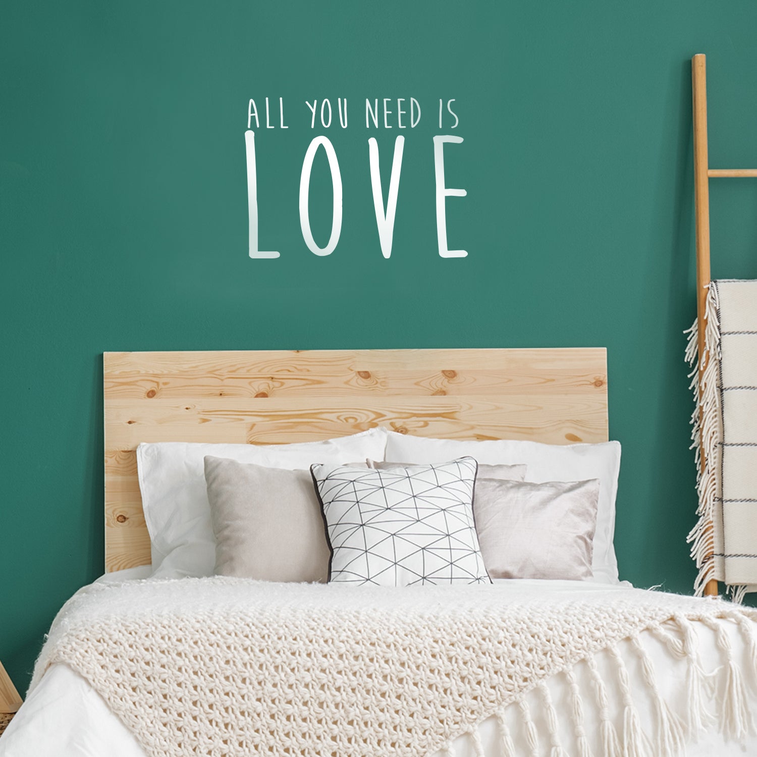 Husband and Wife Bedroom Vinyl Wall Art Decal - All You Need is Love - 16" x 23" - Home Decor Love Quote Sayings Words Removable Wall Decal Stickers Bedroom Decoration Couple Sign (16" x 23", White) 660078140987