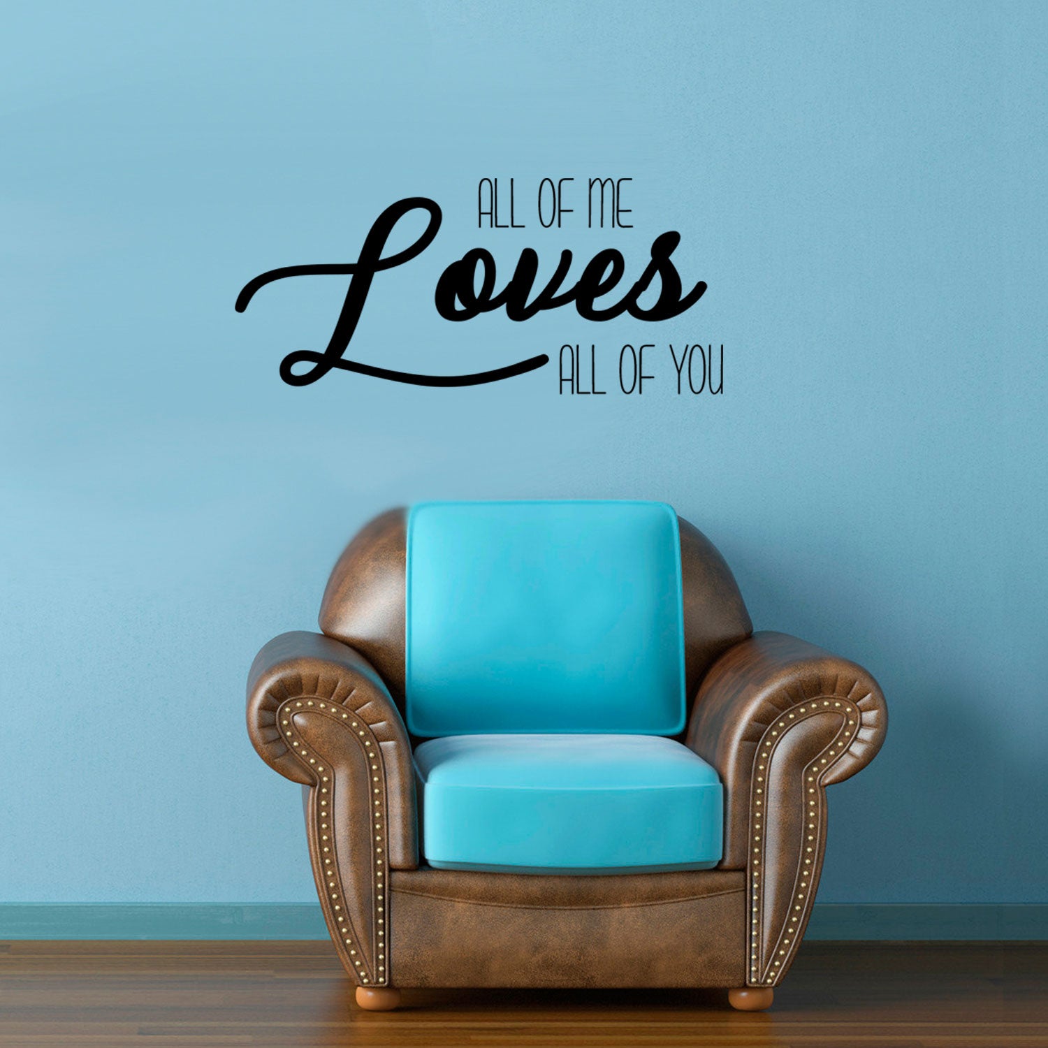 Husband and Wife Bedroom Vinyl Wall Art Decal - All of Me Loves All of You - 11" x 23" Inspirational Love Quote Home Decor Removable Vinyl Sticker Decals for Couples Newlyweds 660078093344