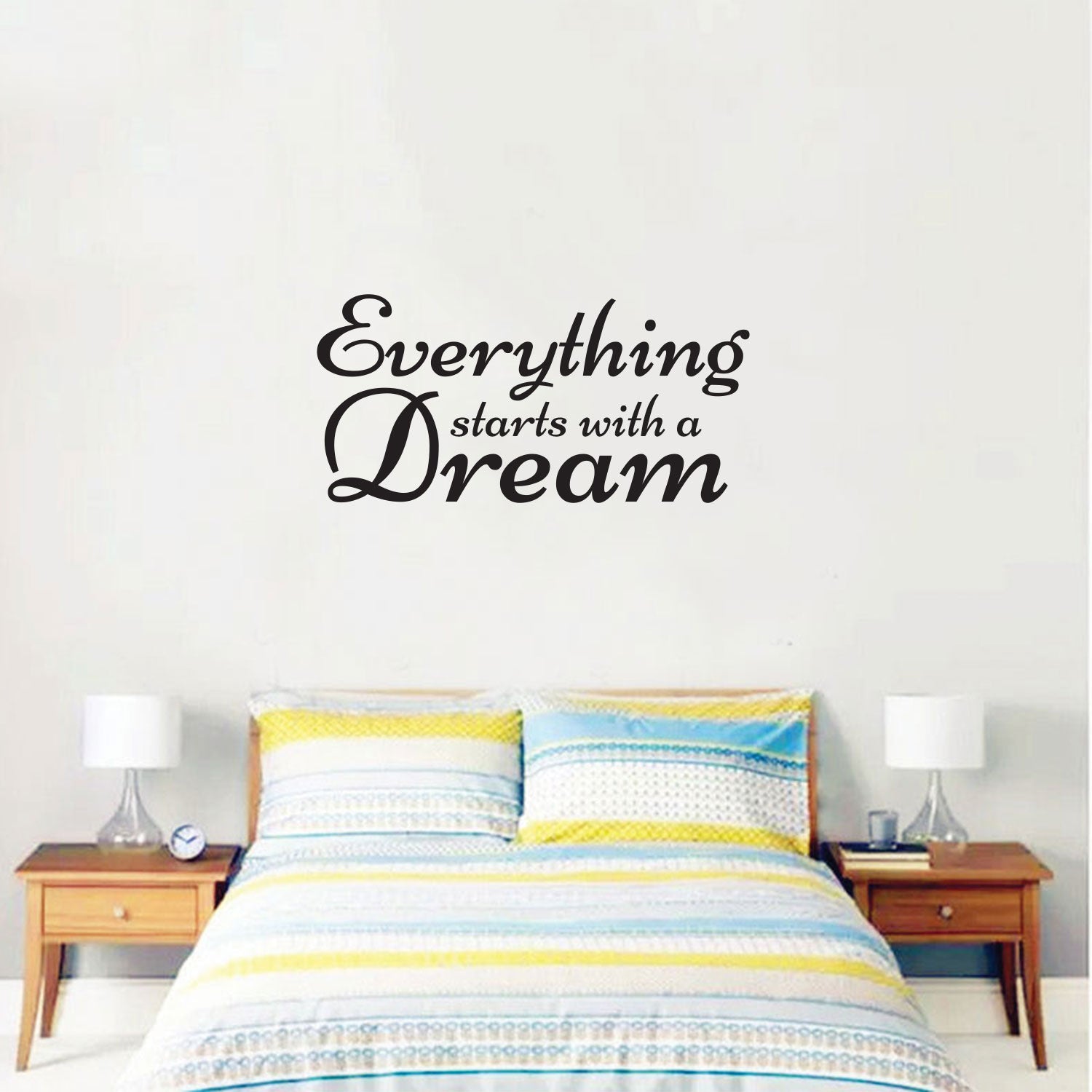 Inspirational Quote Wall Art Vinyl Decal - Everything Starts with a Dream - 14" x 23" - Motivational Bedroom Sayings Lettering Words Removable Home Decor Wall Art Sticker Decals 660078093351