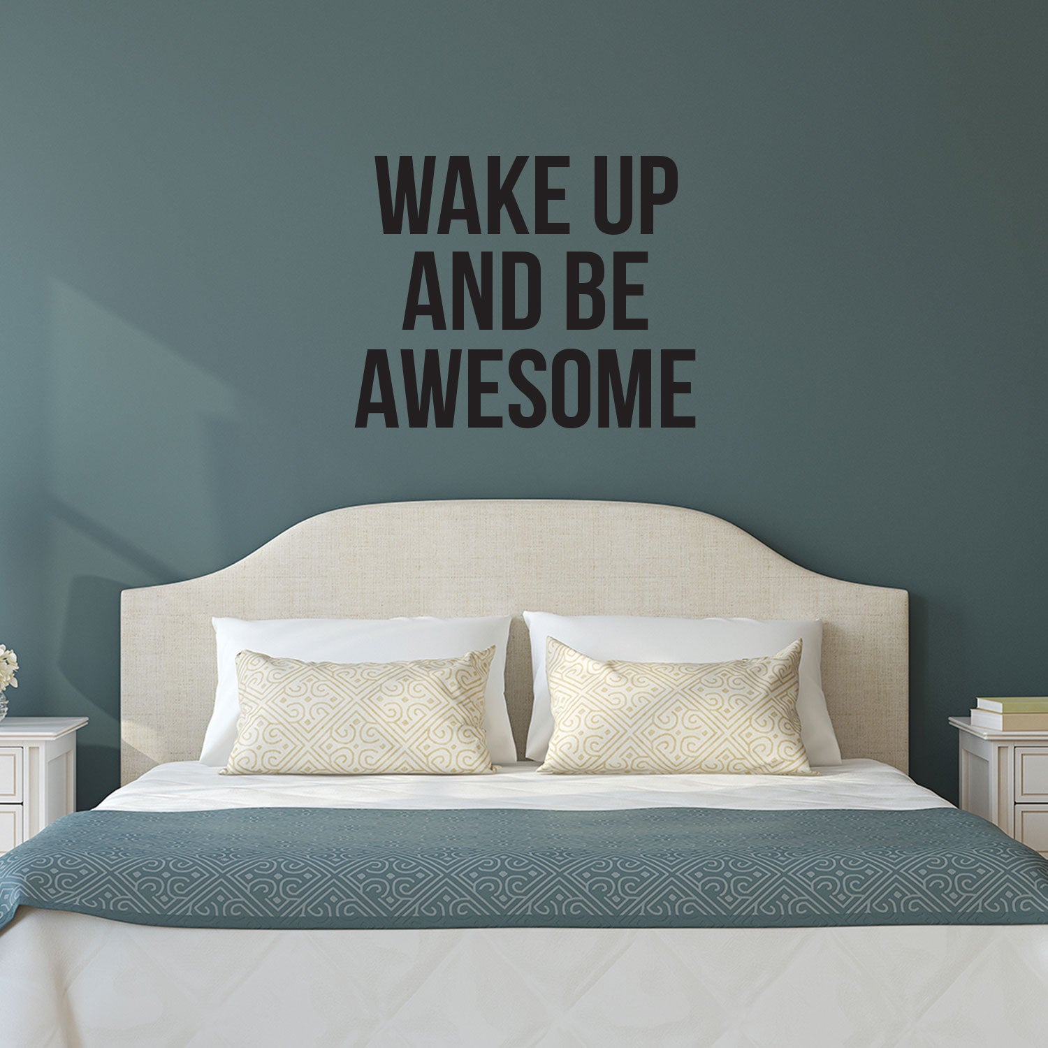 Inspirational Life Quotes Vinyl Wall Art Decal - Wake Up and Be Awesome - 19" x 23" - Motivational Gym Fitness Work Office Quote Sayings Words Removable Home Decor Sticker Decals 660078093368
