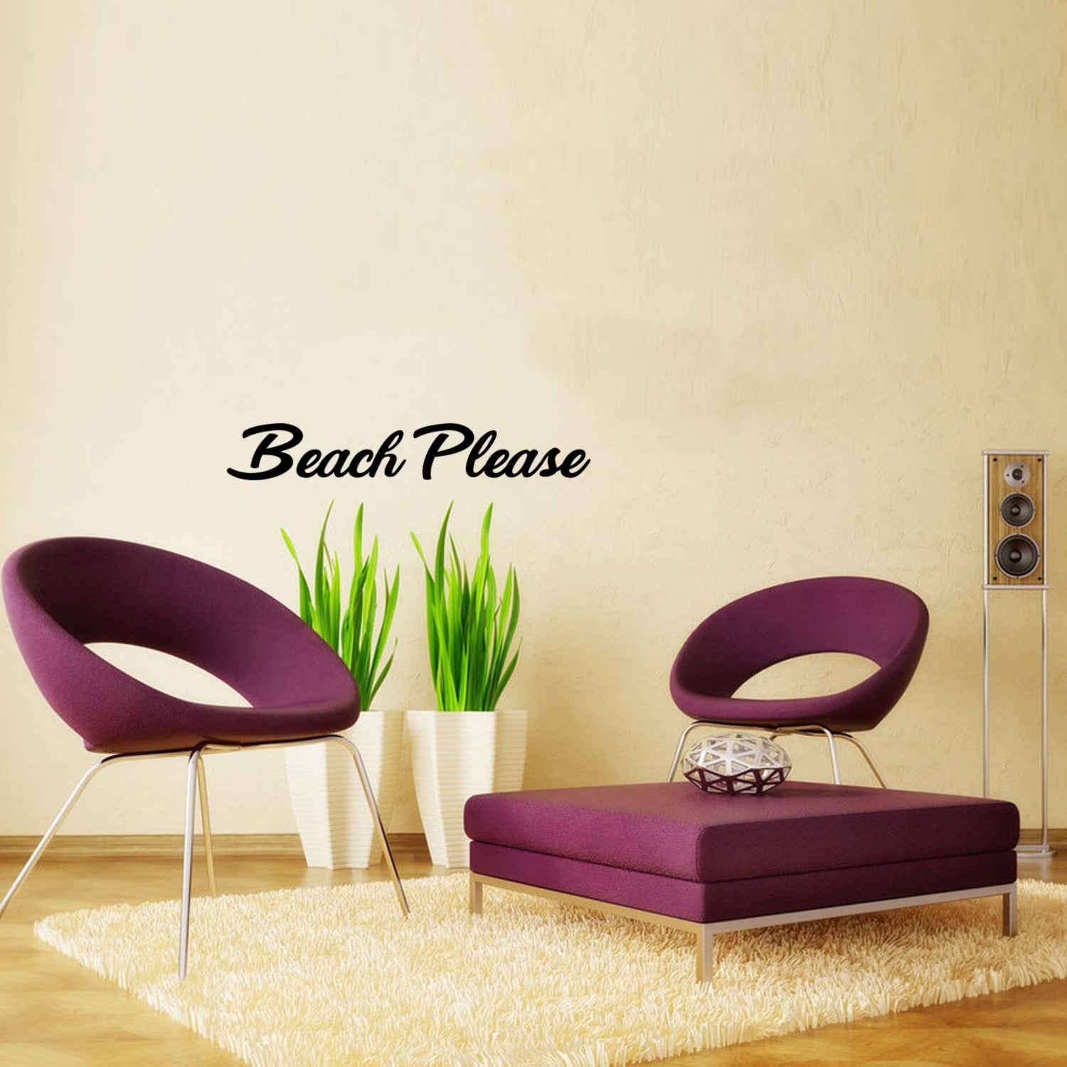 Beach Please Motivational Quote - Wall Art Decal - 4.5" x 27" Decoration Vinyl Sticker - SeasideVinyl Decal Art - Home Wall Vinyl Sticker - Office Wall Decoration 660078094112