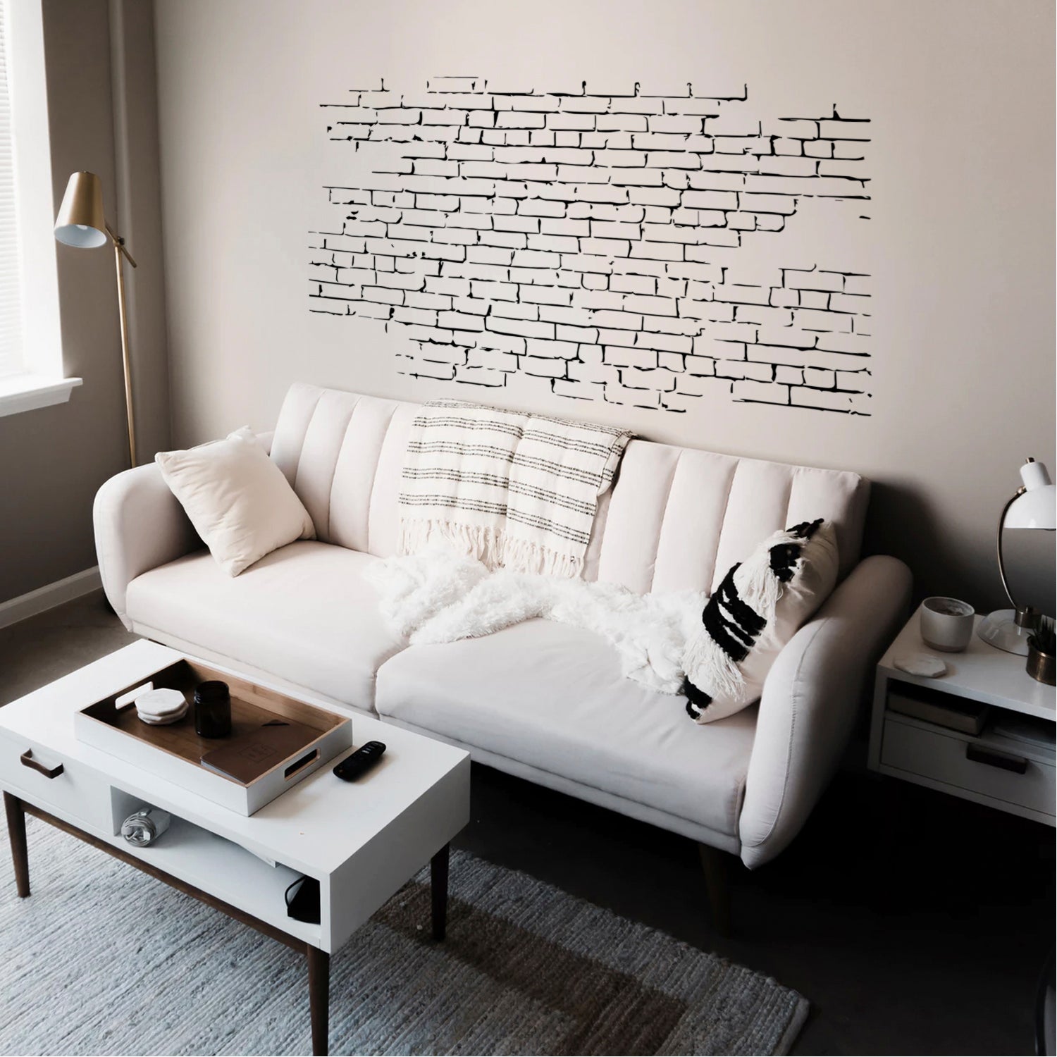 Bricks Pattern - Wall Art Decal - 23" x 36" Decoration Vinyl Sticker - Living Room Wall Decor - Brick Mural Wall Decal - Cool Art Decoration Shape Design - Black (Black) 660078094174