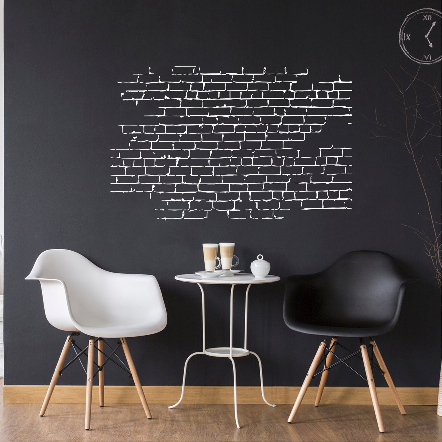 Pulse Vinyl Bricks Pattern - Wall Art Decal - 23" x 36" Decoration Vinyl Sticker - Living Room Wall Decor - Brick Mural Wall Decal - Cool Art Decoration Shape Design - Black (White) 660078094228