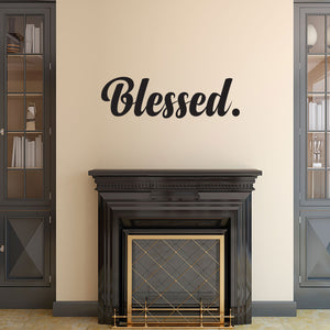 Blessed Cursive Vinyl Lettering - Inspirational Religious Quotes Wall Art Vinyl Decal - 7" x 23" - Living Room Motivational Wall Art Decal - Life Quotes Vinyl Sticker Wall Decor 660078094235