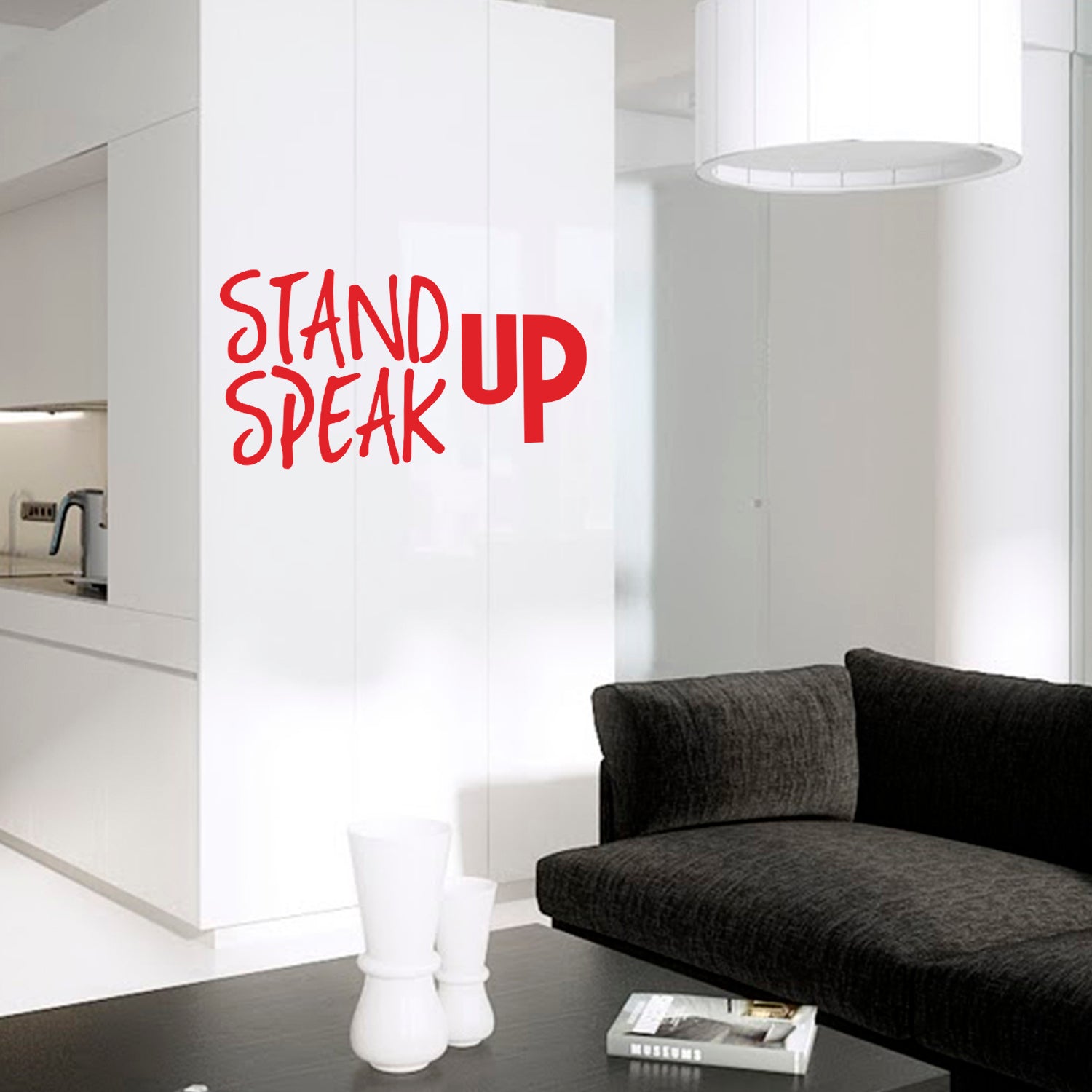 Stand UP Speak UP - Inspirational Quotes Wall Art Vinyl Decal - 15" x 28" Decoration Vinyl Sticker - Motivational Wall Art Decal - Bedroom Wall Art Decals - Trendy Vinyl Wall Art (Red) 660078095140