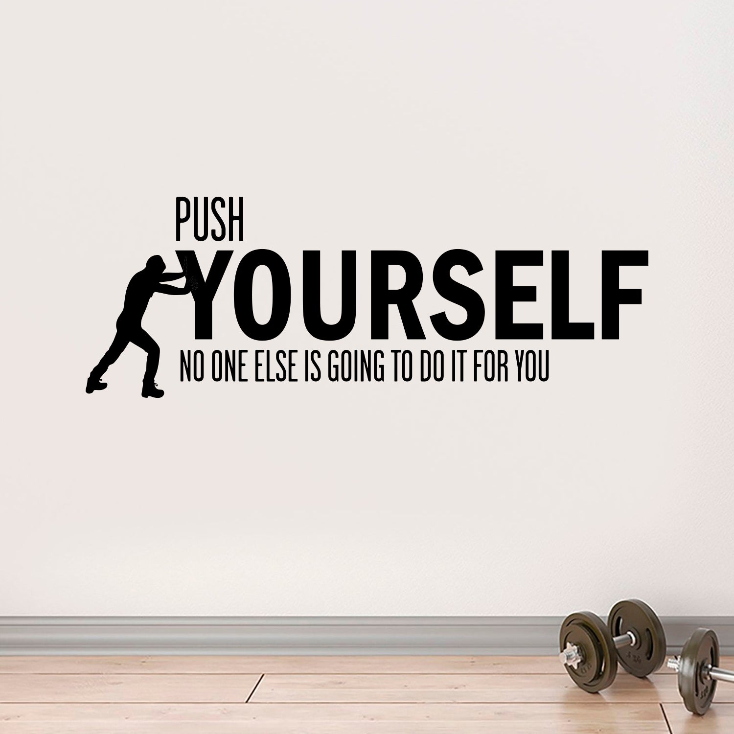 Push Yourself No One Else Is Going" to Do It For You Positive Quote - Wall Art Decal - 15" x 42" - Decoration Vinyl Sticker - Life Quote Vinyl Decal - Gym Wall Vinyl Sticker - Office Removable Stickers 660078095225
