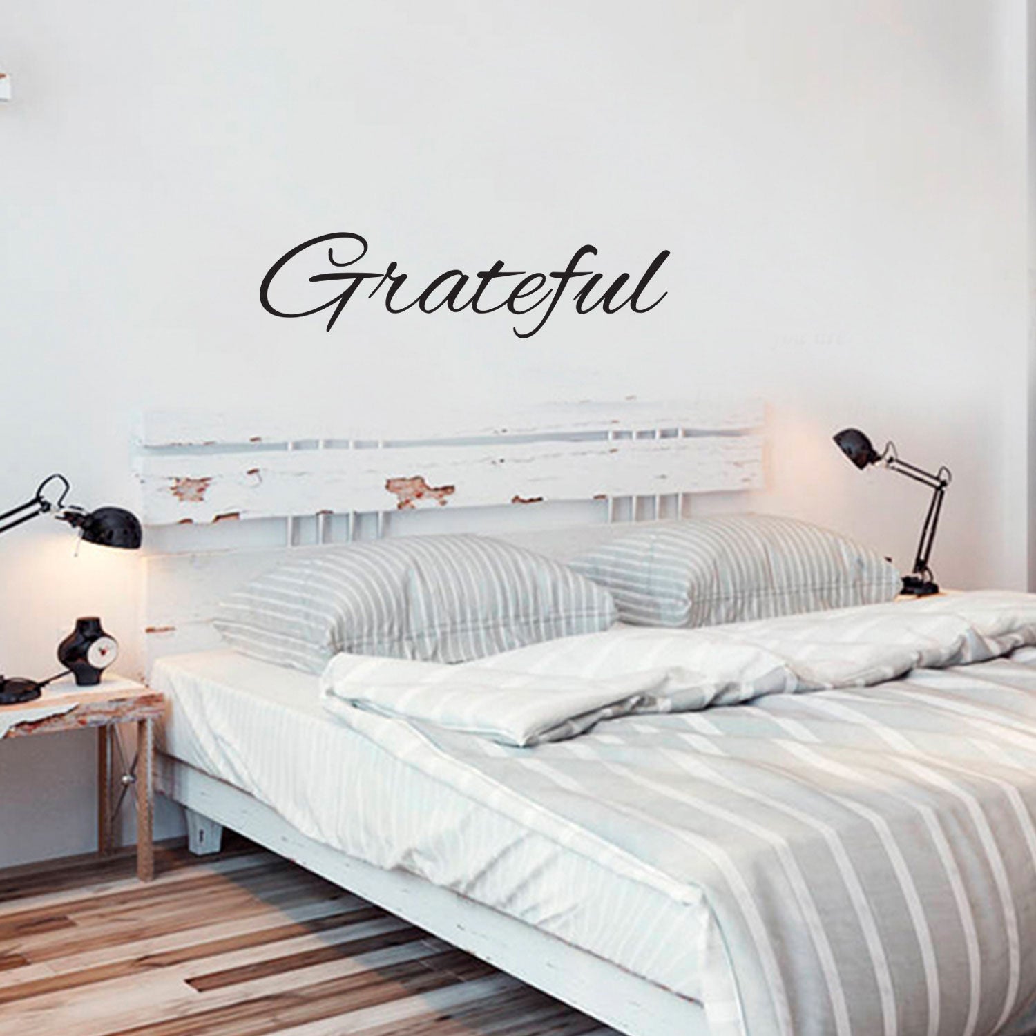 Inspirational Quotes Wall Art Decal - Grateful Vinyl Lettering Words - 6" x 40" Motivational Sayings Home Decor Living Room Kitchen Bedroom - Removable Sticker Decals 660078095256
