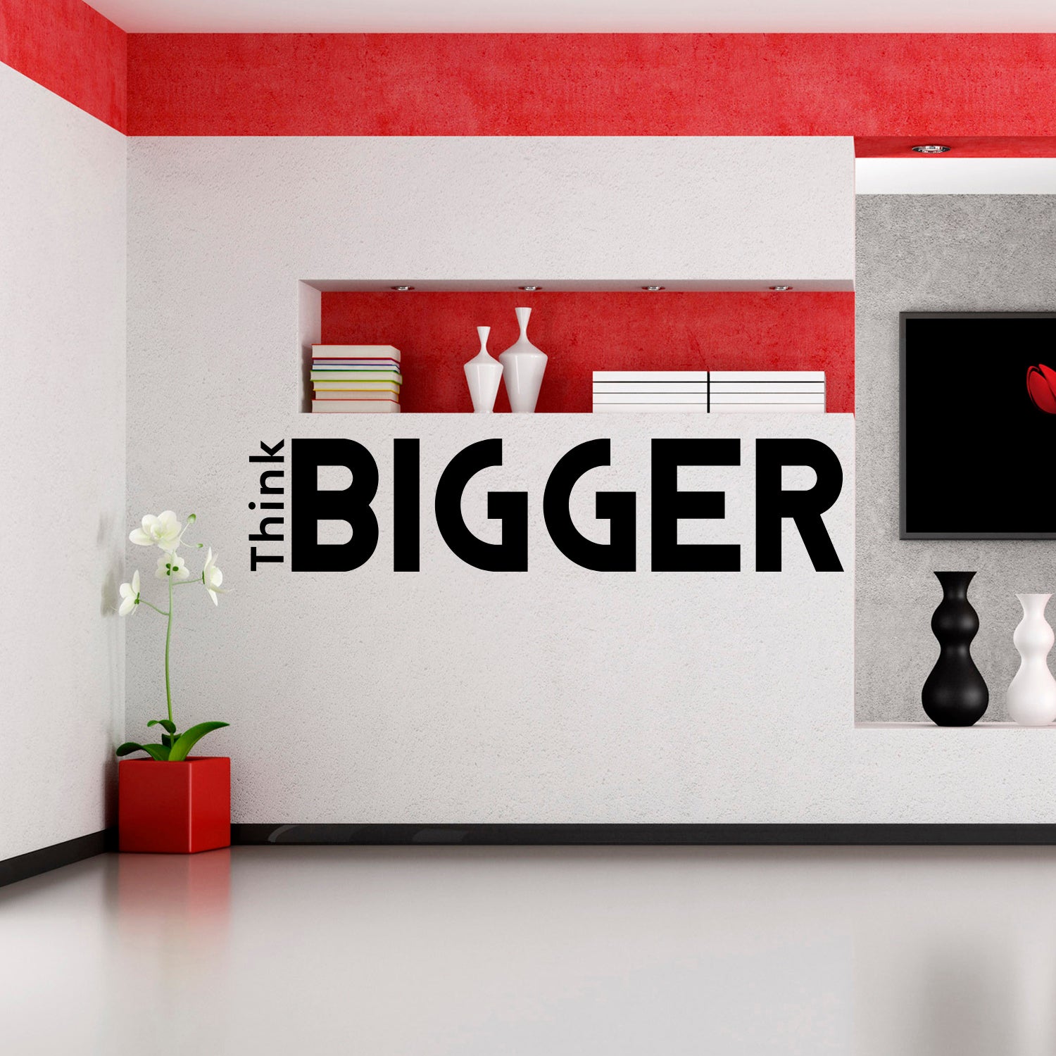 Inspirational Quotes Wall Art Decal - Think Bigger - 9" x 40" Office Wall Decals - Wisdom Quotes Wall Decal Stickers - Home Decor Vinyl Decals - Motivational Wall Art Decals 660078095294