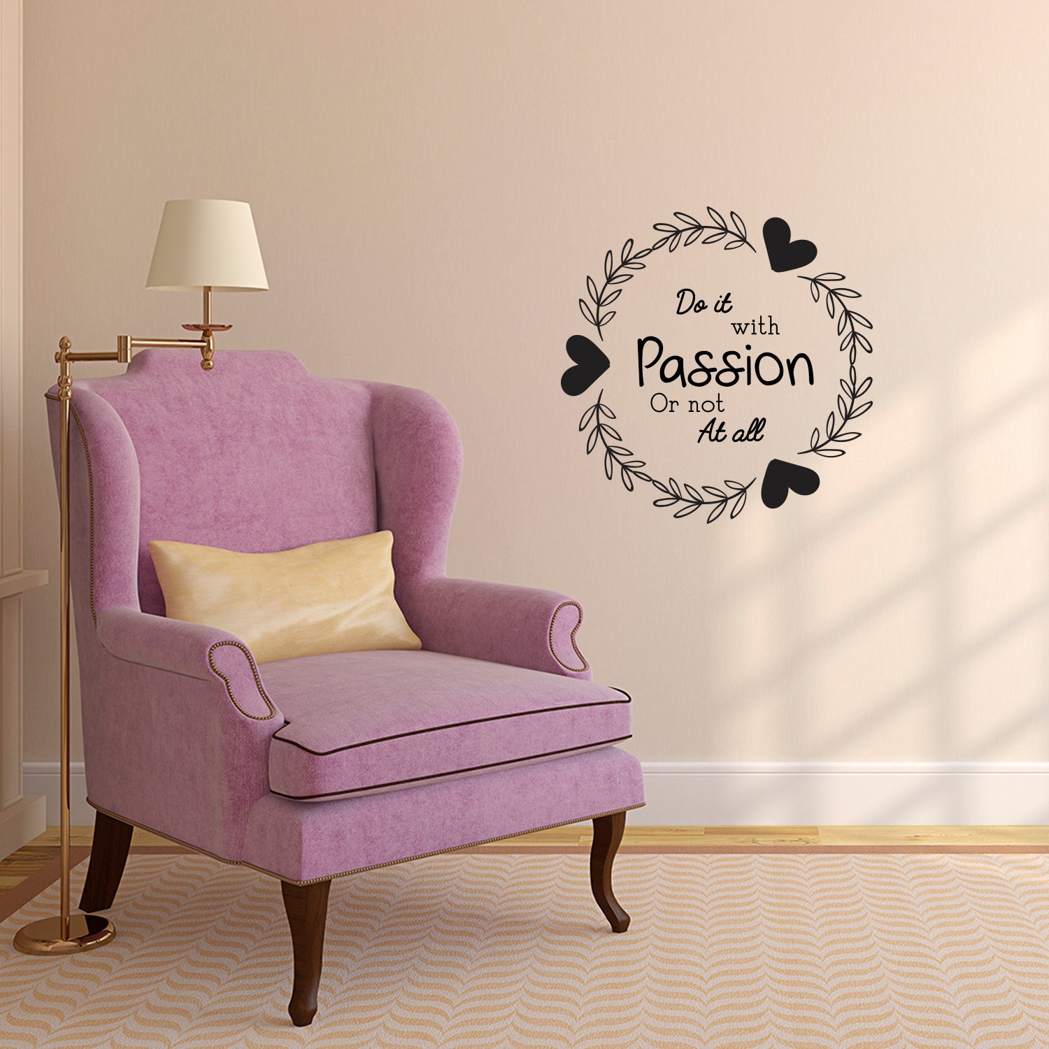 Do It with Passion Or Not at All - Inspirational Quotes Wall Art Vinyl Decal - 20" x 20" Decoration Vinyl Sticker - Motivational Wall Art Decal - Life Quotes Vinyl Sticker Decor (Black) 660078095348