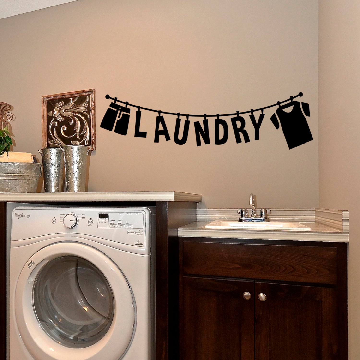 Laundry Lettering Sign - 10" x 37" - Laundry Room Vinyl Decal - Funny Quotes Wall Decor Sticker - Waterproof Vinyl Stickers (10" x 37", Black) 660078095447