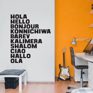 Living Room Decor Vinyl Wall Art Decals - HOLA HELLO BONJOUR CIAO Word Signs - 30" x 23" - Office Wall Decor Art - Multi-Language Hello Vinyl Sign for Business and Workspace - Removable Sicker Decals 660078095515