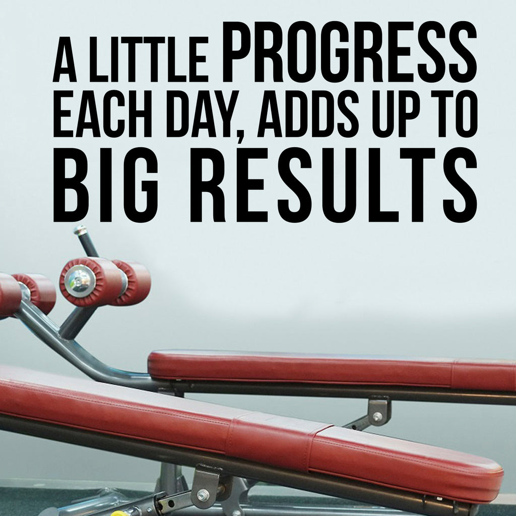 A Little Progress Each Day, Adds Up" to Big Results - Motivational Quote - Wall Art Decal 18x 38" Life Quote Vinyl Sticker - Inspirational Fitness Quote Gym Wall Art Decor 660078096277