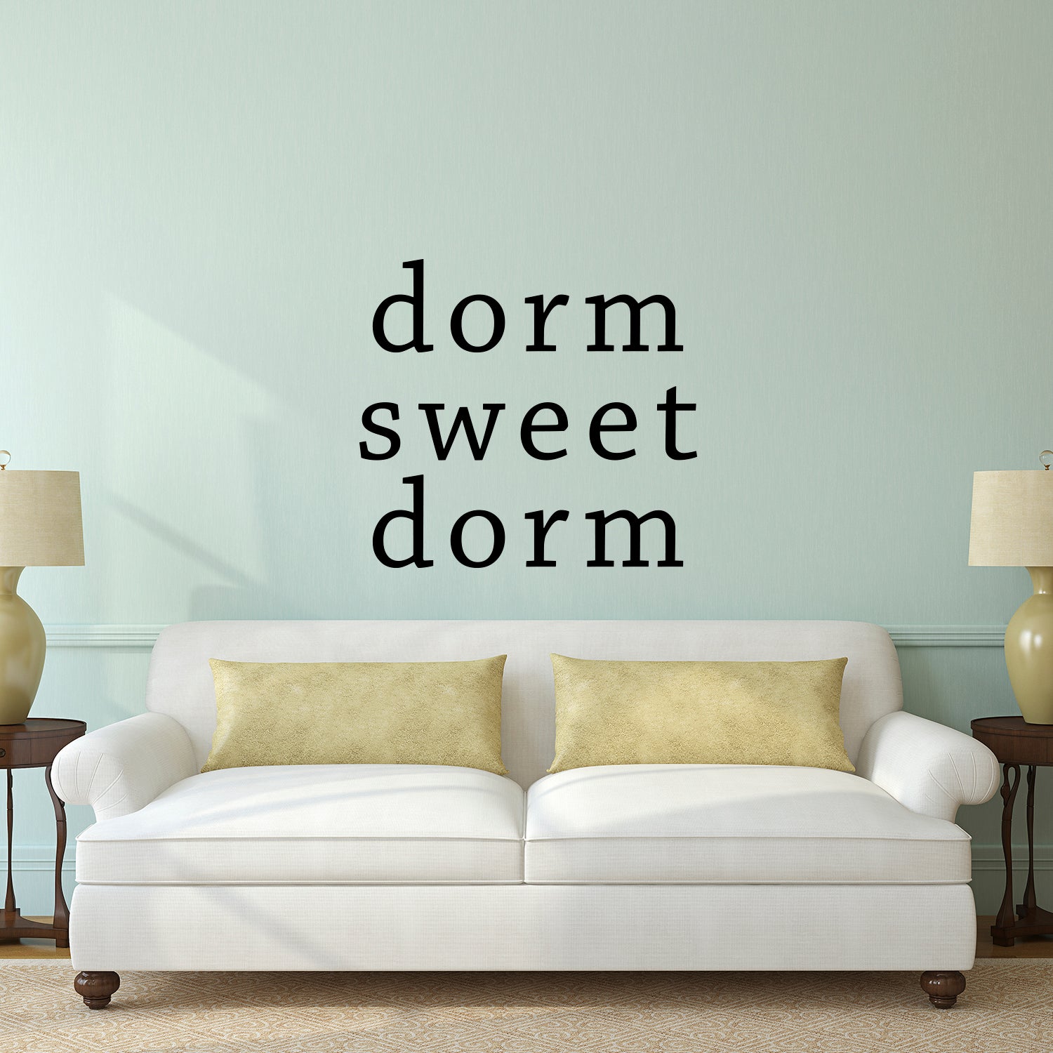Dorm Sweet Dorm - Wall Art Decal 21" x 23" Decoration Wall Art Vinyl Sticker - Funny Dorm Room Signs Wall Decor - Teen Vinyl Art - Peel Off Vinyl Stickers for Walls - Cool Vinyl Decal Decor 660078096420
