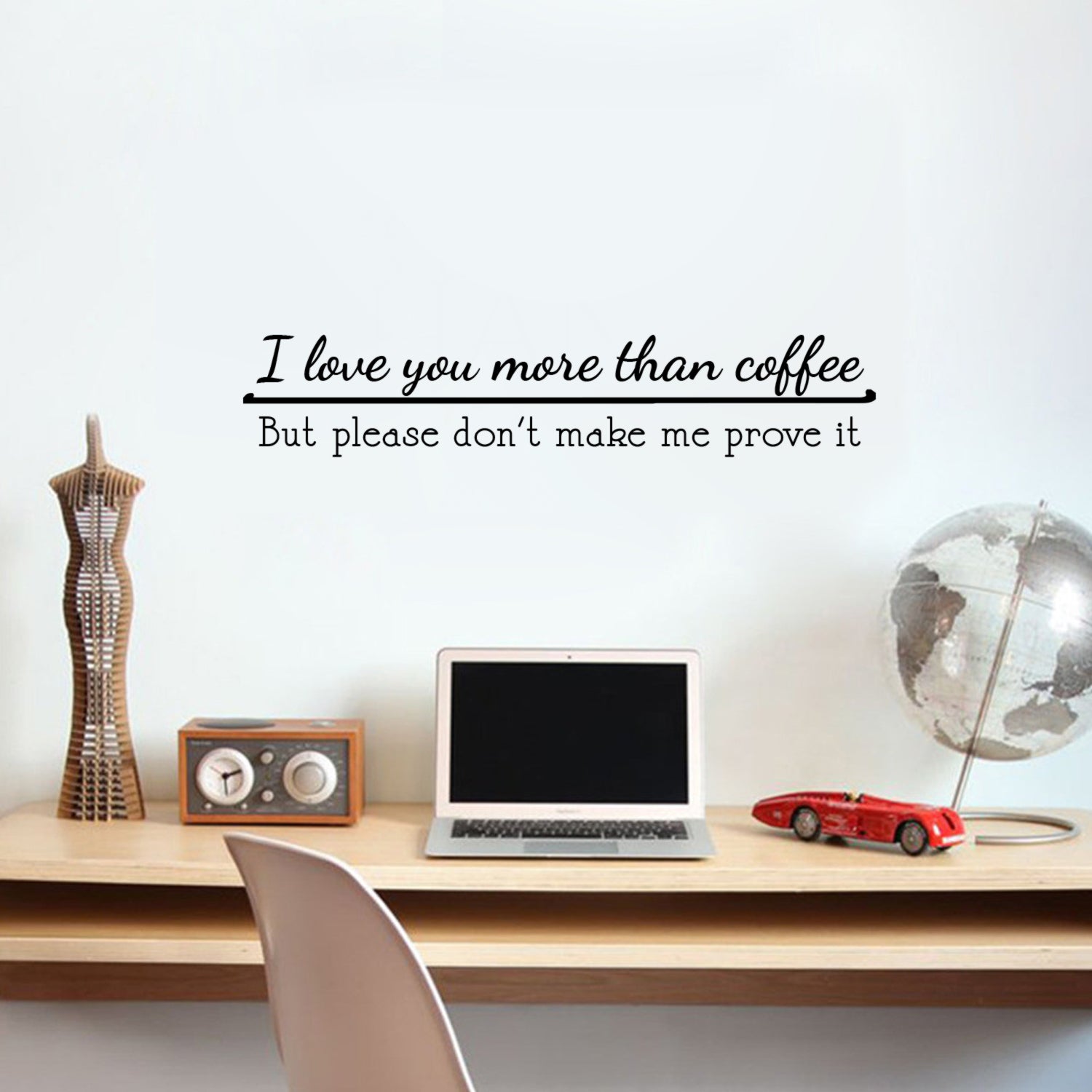 I Love You More Than Coffee But Please Don't Make Me Prove It - Funny Kitchen Quotes Wall Art Decal 8" x 38" - Kitchen Wall Decor - Peel Off Vinyl Stickers for Walls - Coffee Lovers Gift 660078096437
