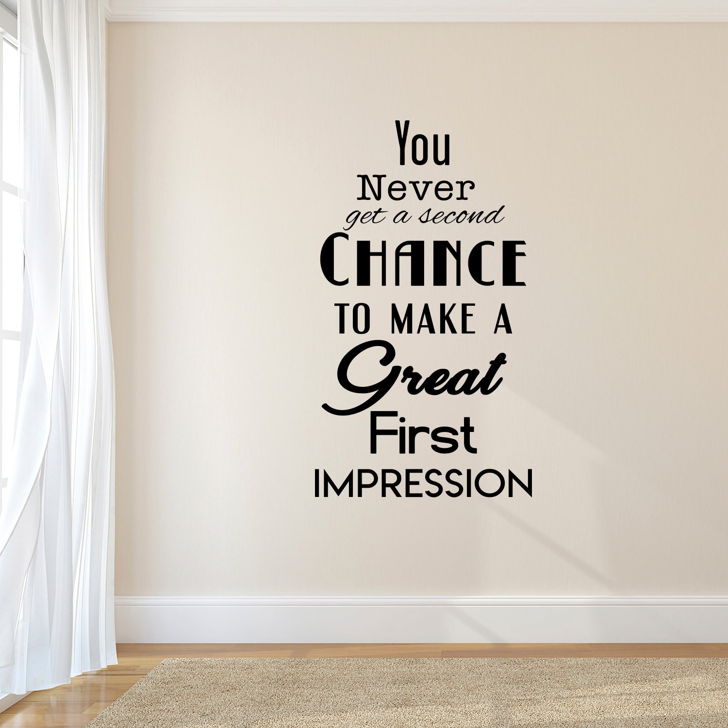 You Never Get a Second Chance" to Make a Great First Impression - Inspirational Quotes Wall Art Decal - 40" x 23" Office Wall Decals - Home Decor Vinyl Decals - Motivational Workplace Wall Art Decals 660078096697