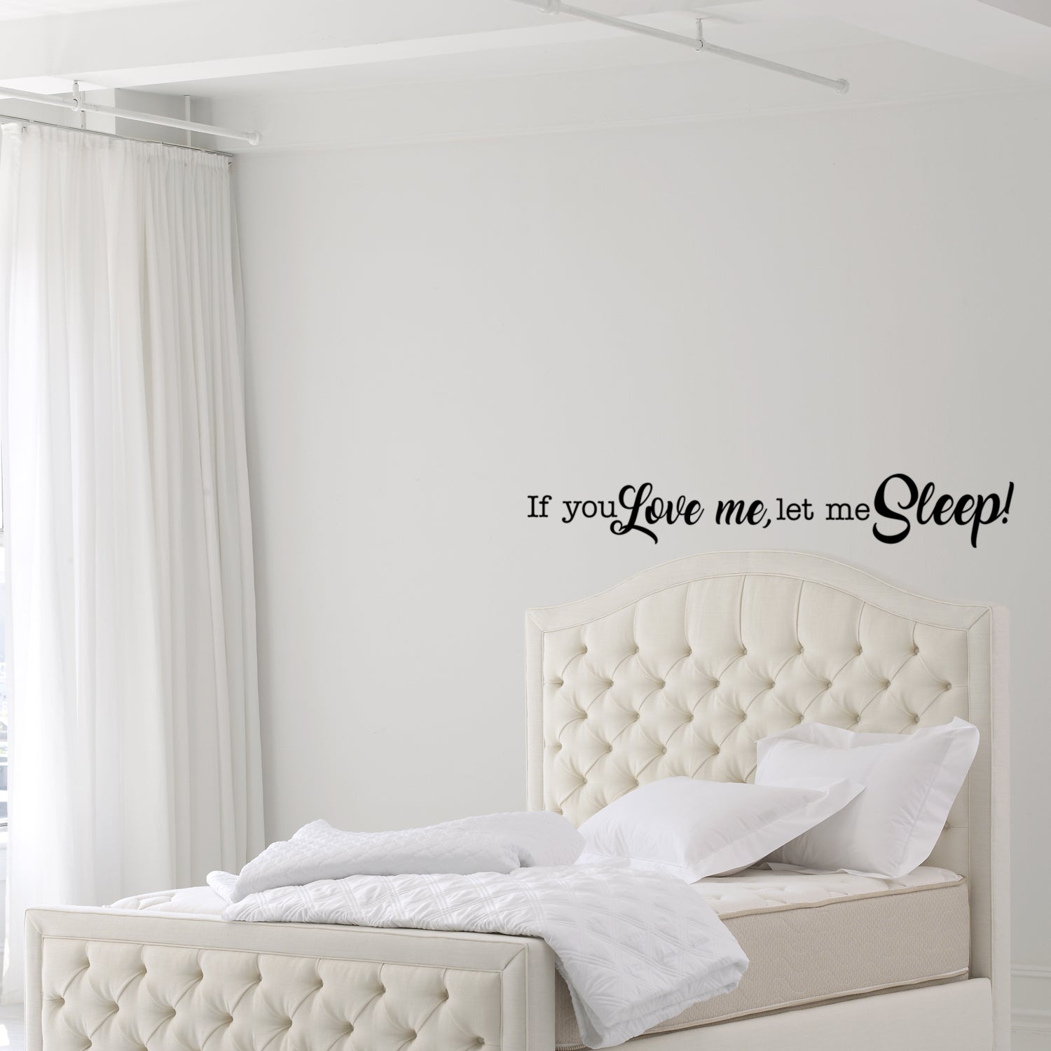 If You Love Me, Let Me Sleep! - Funny Quotes Wall Art Vinyl Decal - 7" x 45" Decoration Vinyl Sticker - Sarcastic Wall Art Decal - Love Quote Bedroom Decor - Trendy Wall Art Sticker 660078096741