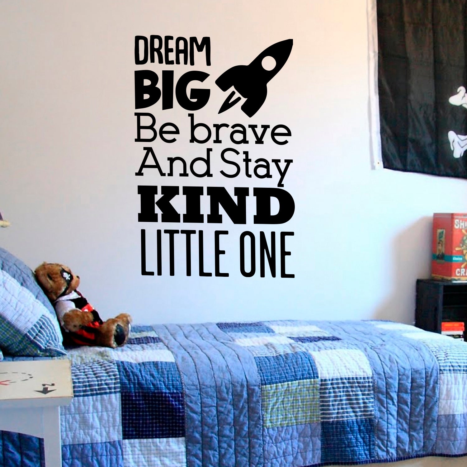 Dream Big Be Brave and Stay Kind Little One - Vinyl Wall Art Stickers - 35" x 23" - Unisex Childrens Bedroom Decals - Preschool and Kindergarten Kids Vinyl Wall Art -" toddler Room Decoration Vinyl 660078096871