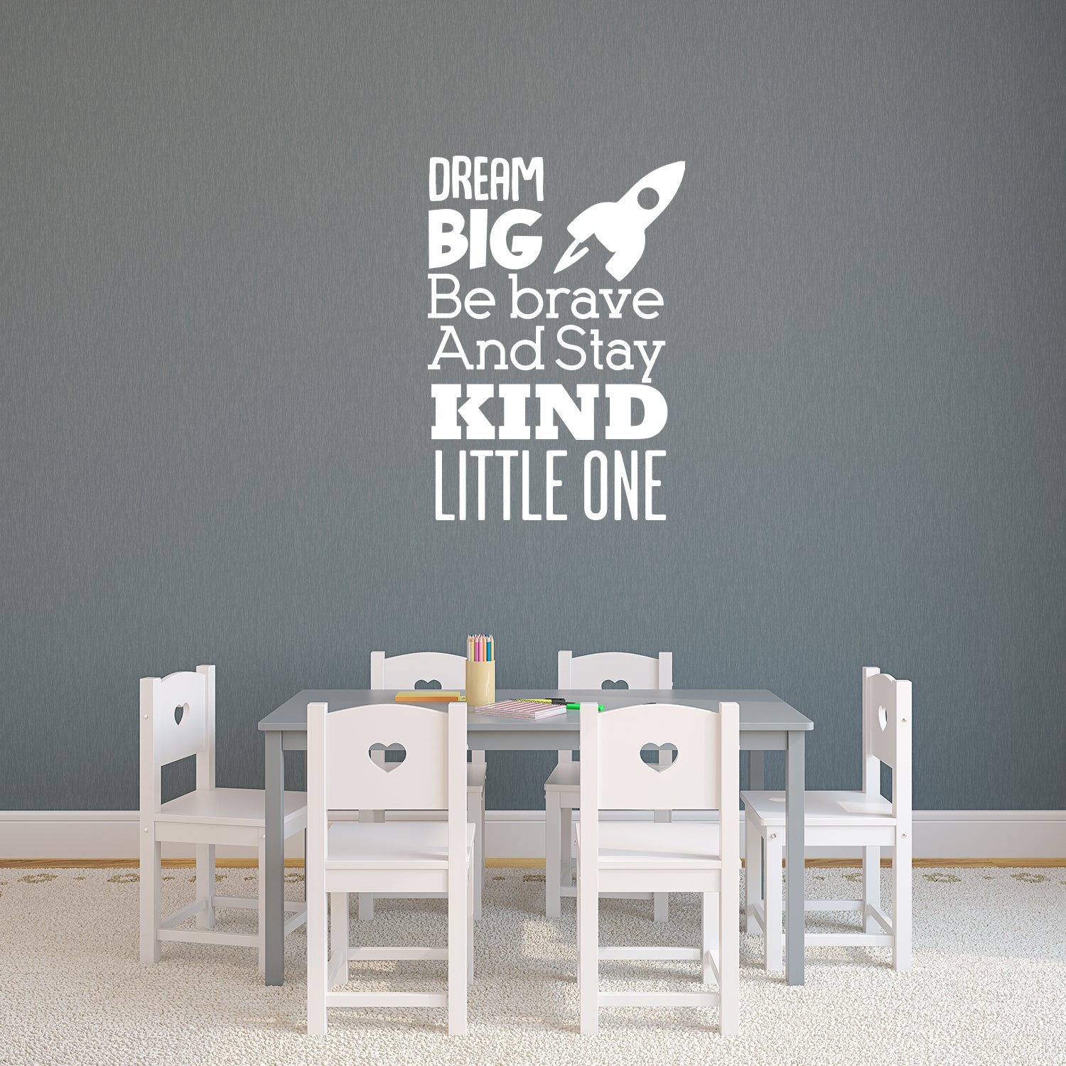 Dream Big Be Brave and Stay Kind Little One - Vinyl Wall Art Stickers - 35" x 23" - Unisex Childrens Bedroom Decals - Preschool and Kindergarten Kids Vinyl Wall Art -" toddler Room Decoration Vinyl 660078114520