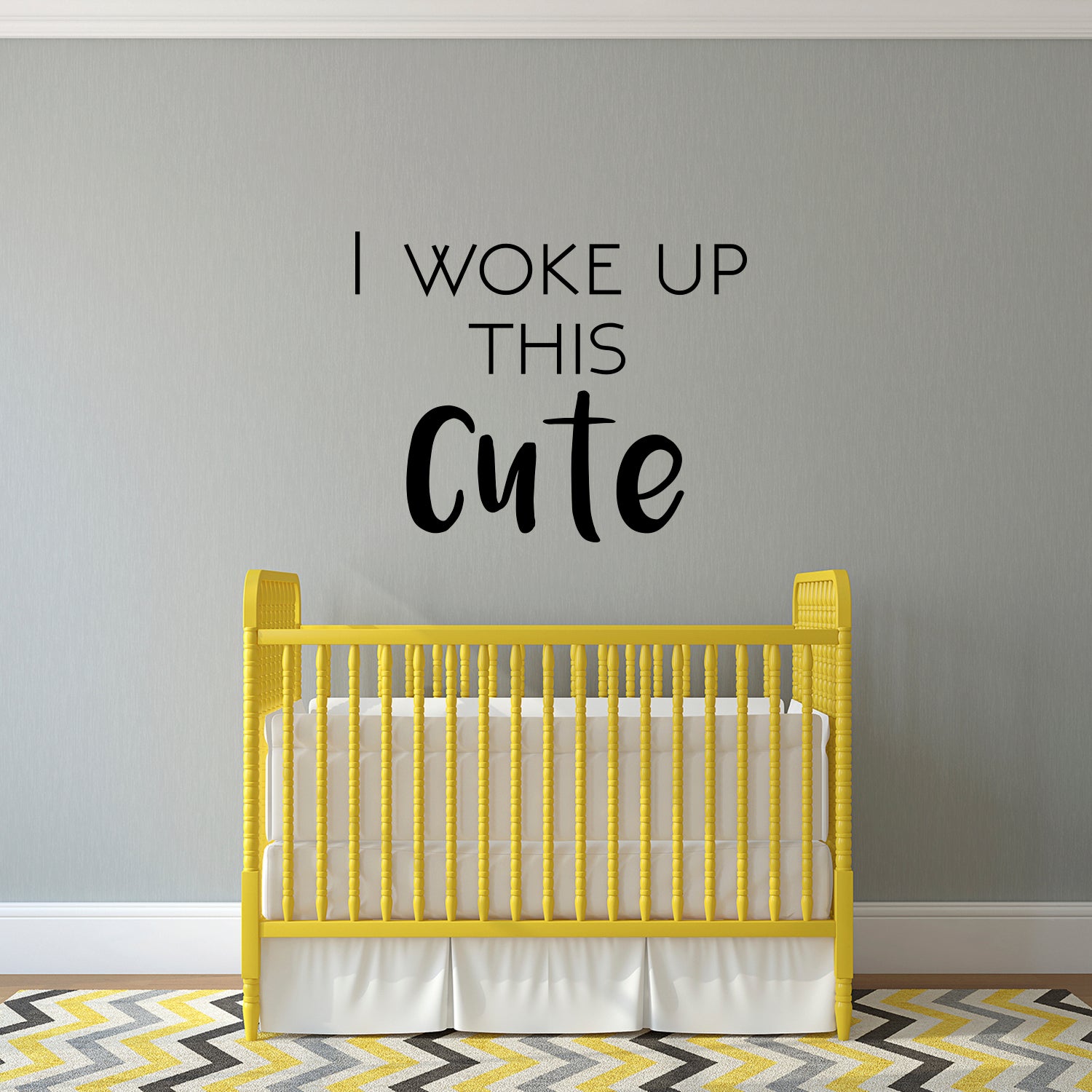 Funny Quotes Wall Art Vinyl Decal - I Woke Up This Cute - 23" x 29" Fashion Decoration Vinyl Stickers - Motivational Wall Decal - Women's Bedroom Girls Dorm Room Decals - Girl Sign Poster Sticker 660078097007