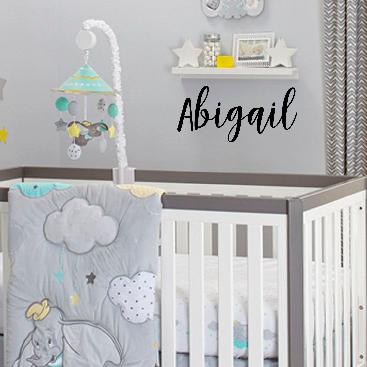 Vinyl Wall Art Decal Girls Custom Name - 'Abigail' - 12" x 30" - Girls Bedroom Vinyl Wall Decals - Cute Wall Art Decals for Baby Girl Nursery Room Decor (12" x 28", Black Cursive) 660078098110