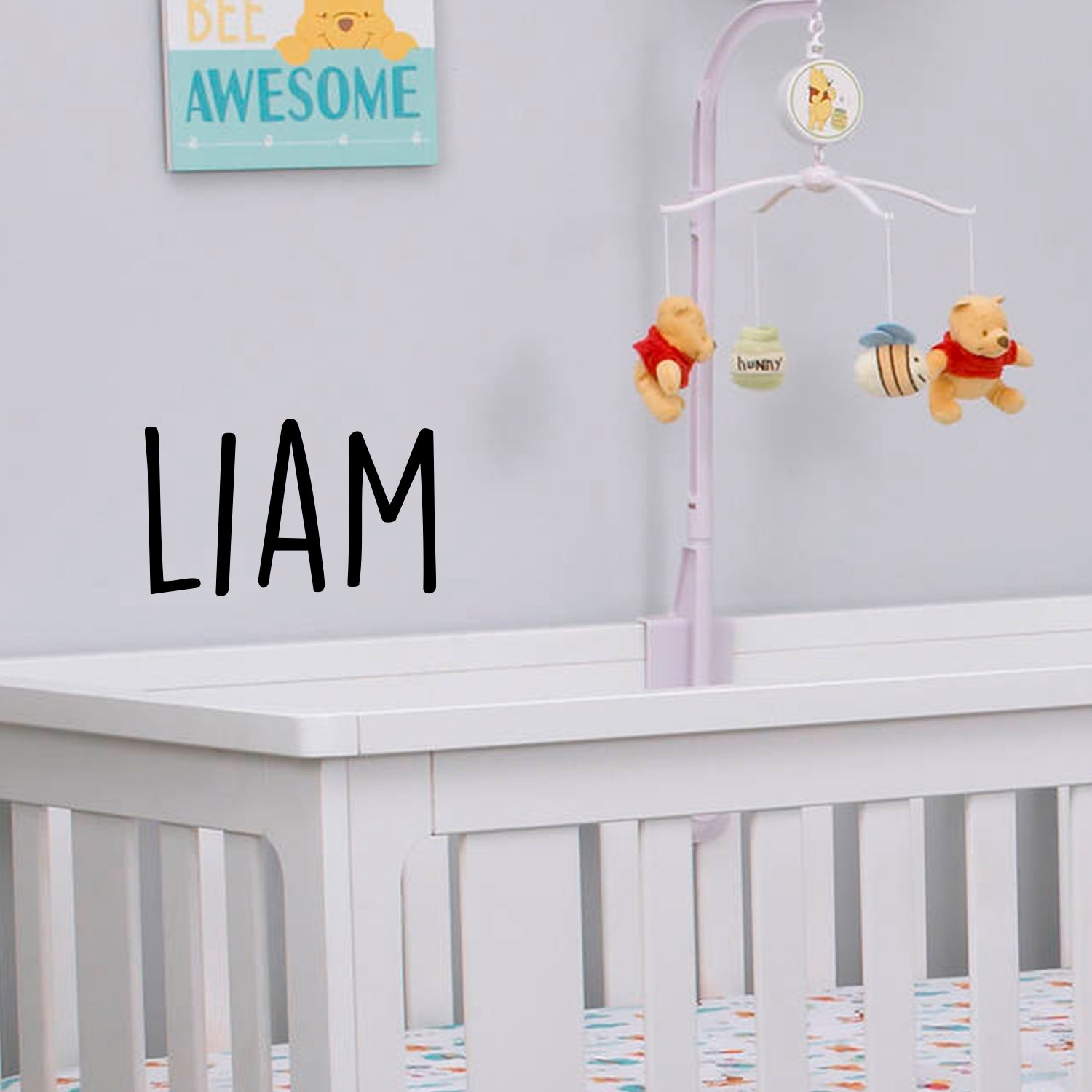 Vinyl Wall Art Decal Boys Custom Name - 'Liam' Custom Text Name- 12" x 23" - Little Boys Bedroom Vinyl Wall Decals - Cute Wall Art Decals for Baby Boy Nursery Room Decor (12" x 23", Black Text) 660078099117