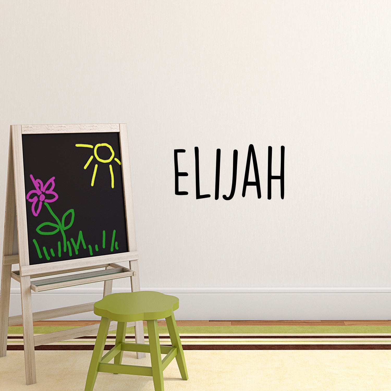 Vinyl Wall Art Decal Boys Custom Name - 'Elijah' - 12" x 23" - Little Boys Bedroom Wall Decals - Cute Wall Art for Baby Boy Nursery Room Decor (12" x 23", White) (12" x 23", Black Handwritten) 660078099179