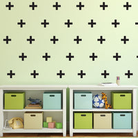 Set of 30 Vinyl Wall Art Decals - Crosses Plus Signs - 1.5" x 1.5" Each - Bedroom Wall Art Vinyl Stickers - Apartment Living Room Vinyl Decal - Kids Room Vinyl Wall Stickers 660078099377