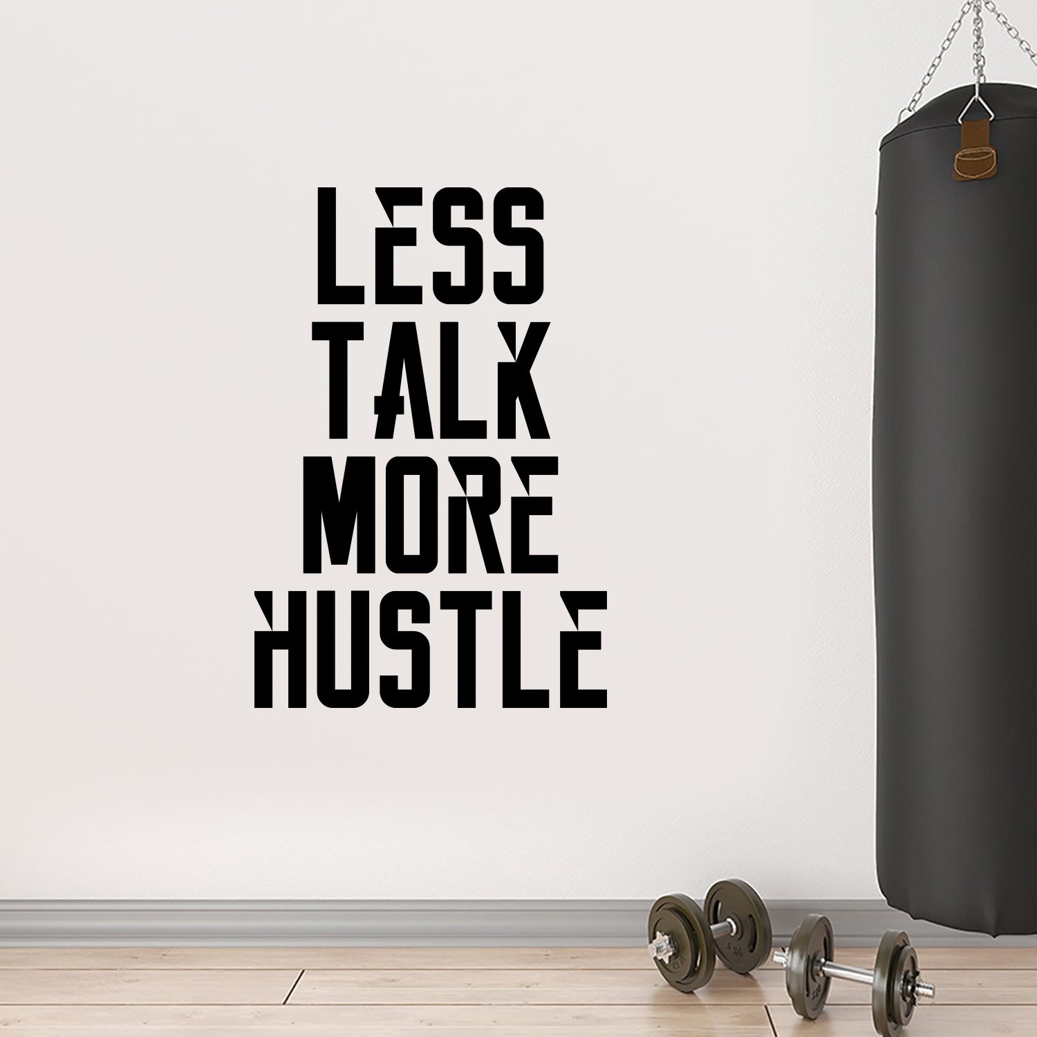 Vinyl Wall Art Decal - Less Talk More Hustle - 34" x 23" Inspirational Quotes - Decoration Vinyl Sticker - Motivational Wall Art Decal - Home Office Vinyl Wall Decor - Gym Fitness Stencil Adherent 660078103180