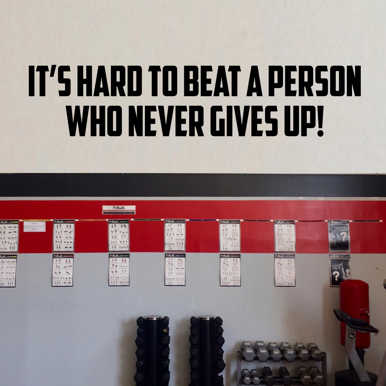 Pulse Vinyl Vinyl Wall Art Decal - It's Hard" to Beat A Person Who Never Gives Up - 12" x 56" - Motivational Quote Home Office Gym Fitness Wall Art Removable Sticker Decals 660078105108