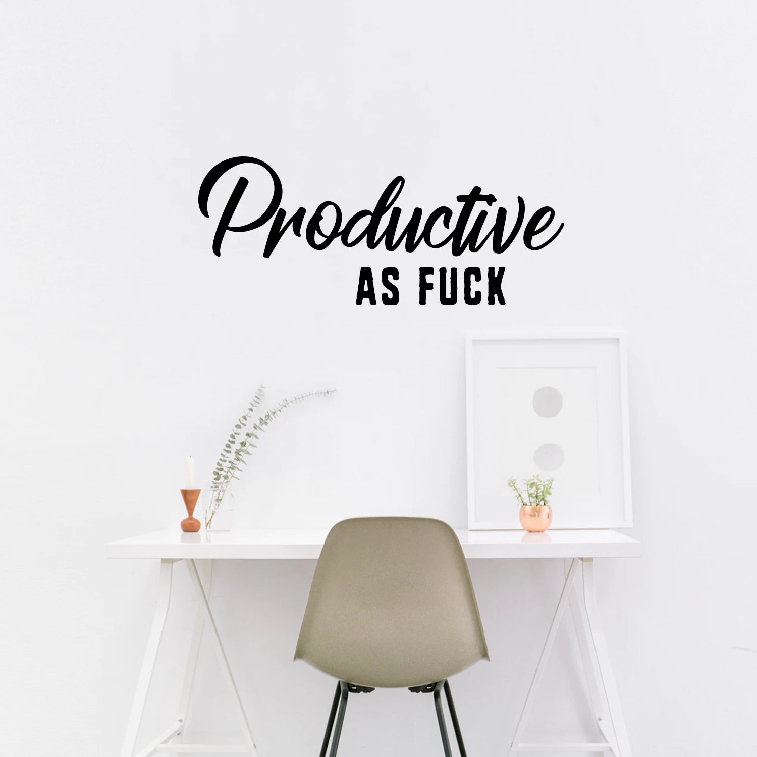 Vinyl Wall Art Decals - Productive As Fuk%c - 13" x 32" - Awesome Sassy Adult Quotes For Office Work Place Bedroom Dorm Room Apartment - Stencil Adhesives For Home Office Decor (13" x 32", Black Text) 660078106341