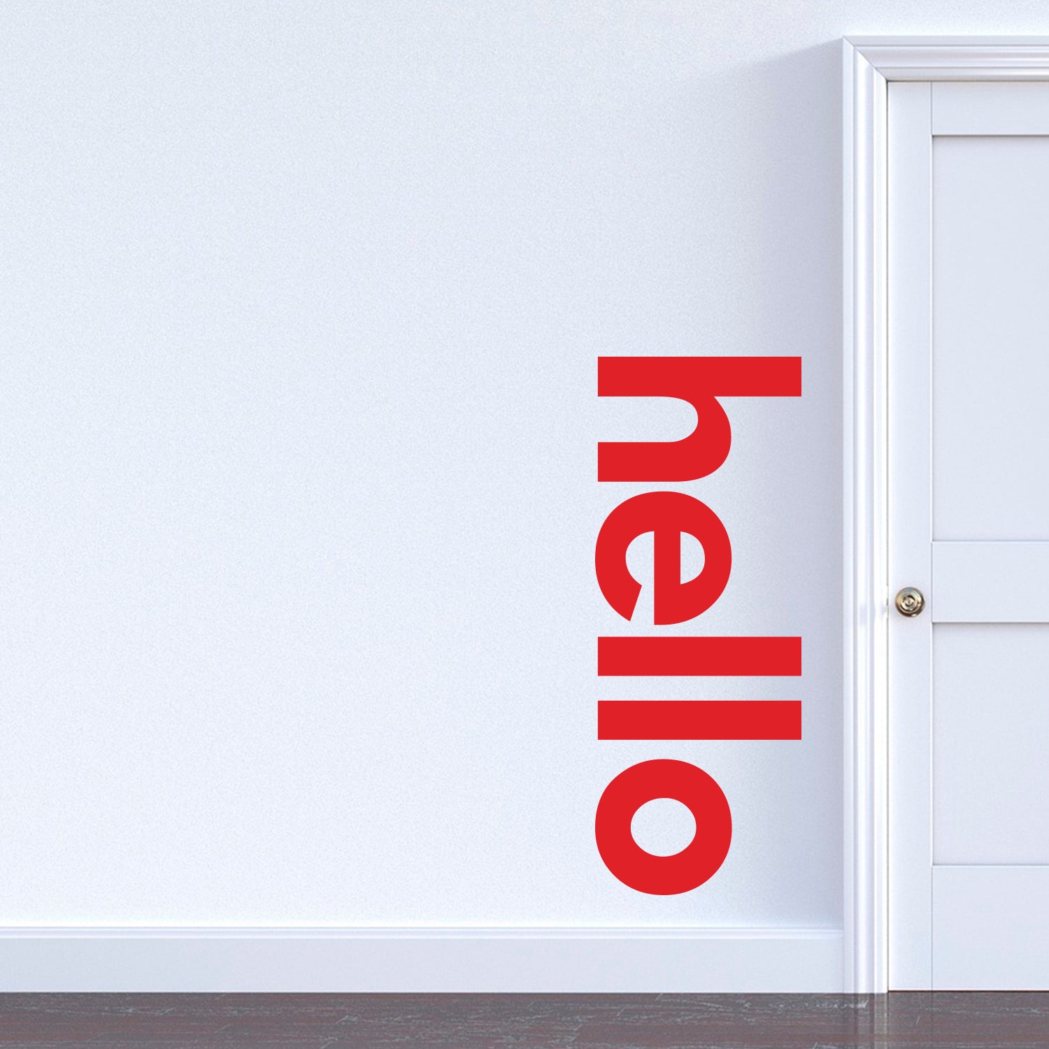 Vinyl Art Wall Decals - Hello Greeting - 60" x 23" Decorative Door Mural - Removable Wall Sticker Decal for Home Decor - Business Office - Bedroom Living Room Vinyl Stencil Adhesive (60" x 23", RED) 660078107317