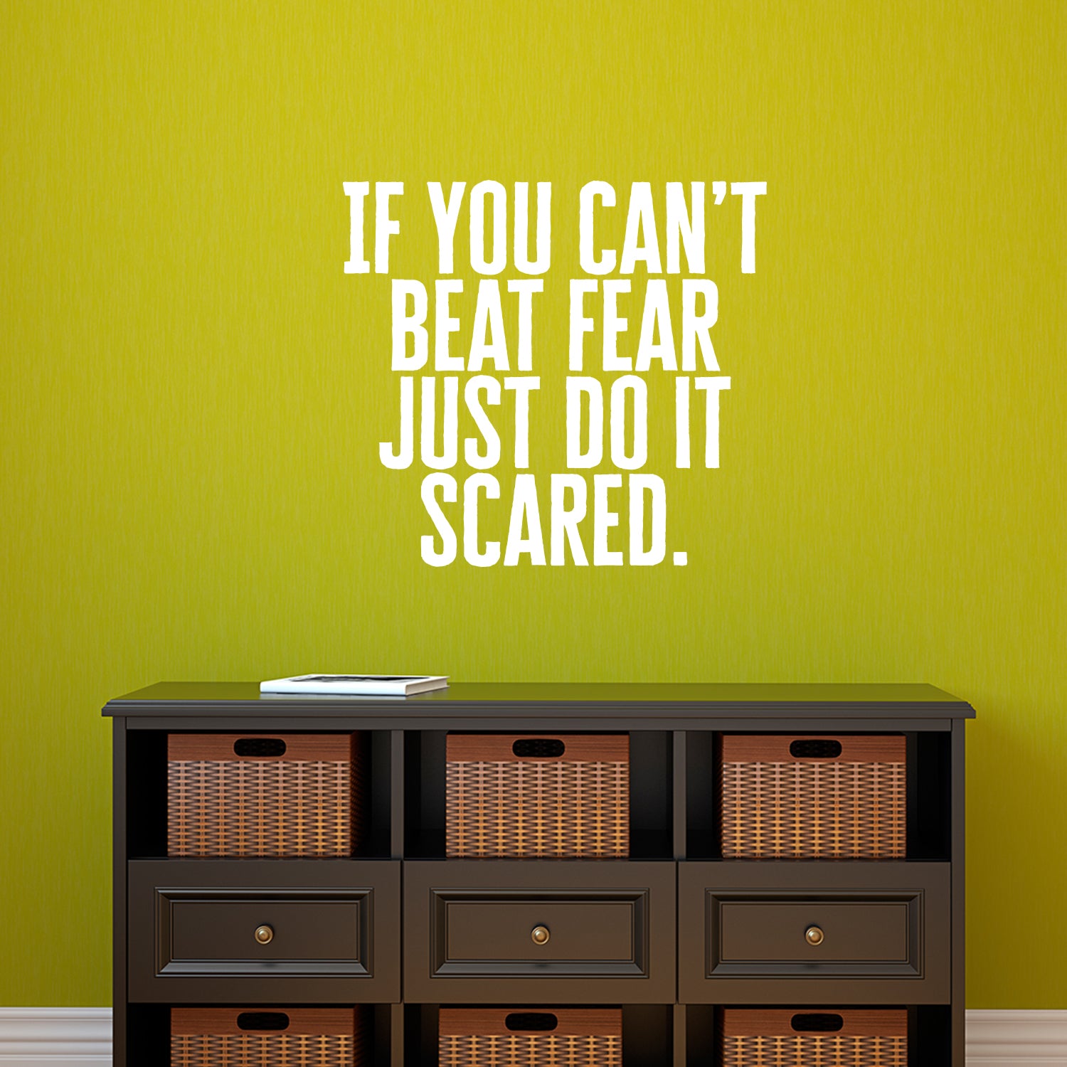 Vinyl Wall Art Decal - If You Can't Beat Fear Just Do It Scared. - 21" x 23" - Determination Decor Motivational Home Office Gym Fitness Athletics Training Stencil Adhesive (21" x 23", White Text) 660078108550