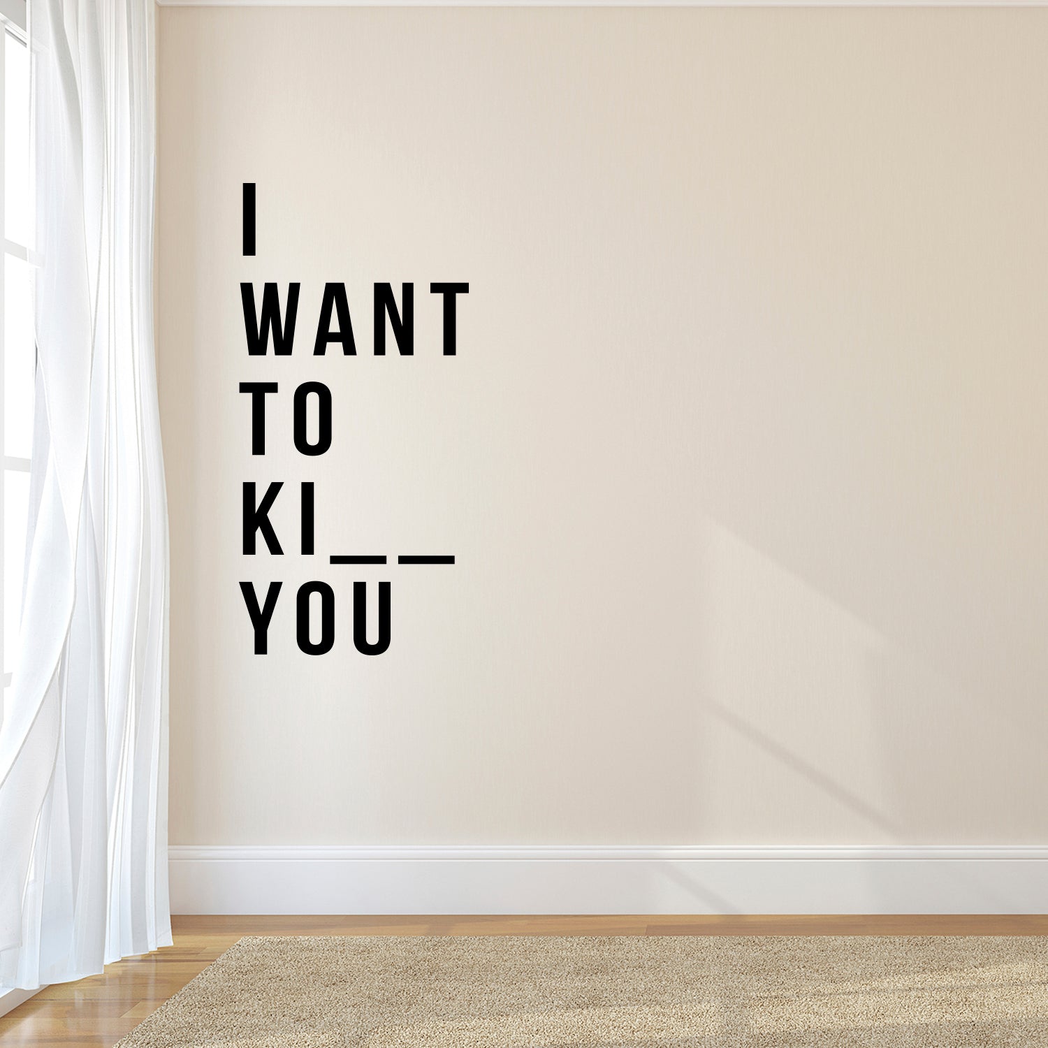 Vinyl Wall Art Decals - I Want" to Ki.You - 33" x 16" - Cool Funny Adult Quotes for Indoor Home Bedroom Living Room Dorm Room - Find The Missing Letter Home Decor Removable Wall Decals 660078108666