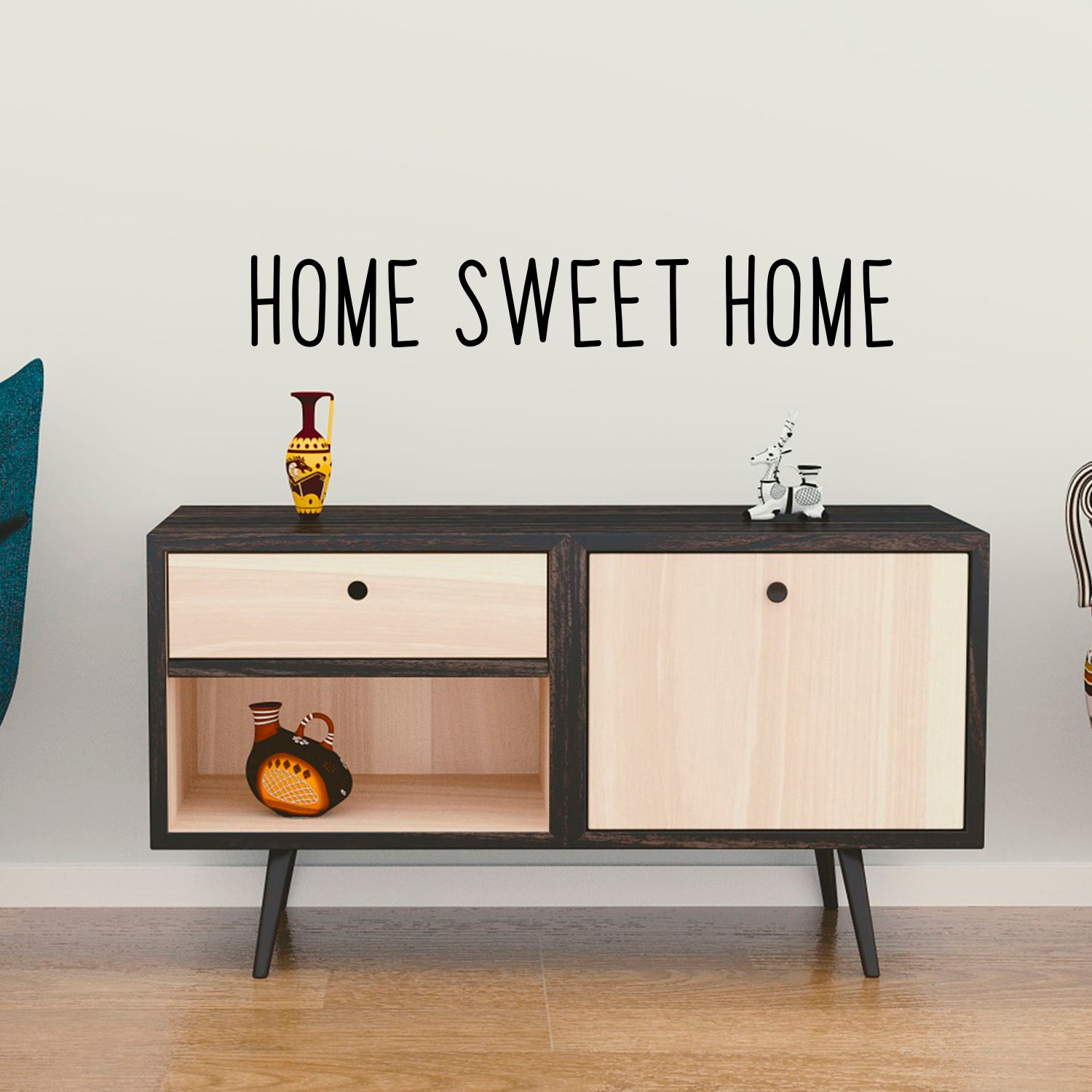 Vinyl Wall Art Decal - Home Sweet Home - 6" x 40" Decoration Wall Art Adhesive Sticker - Serene Happy Home Signs Wall Decor - Peel Off Vinyl Stickers for Walls Doors Windows Vinyl Art 660078109380