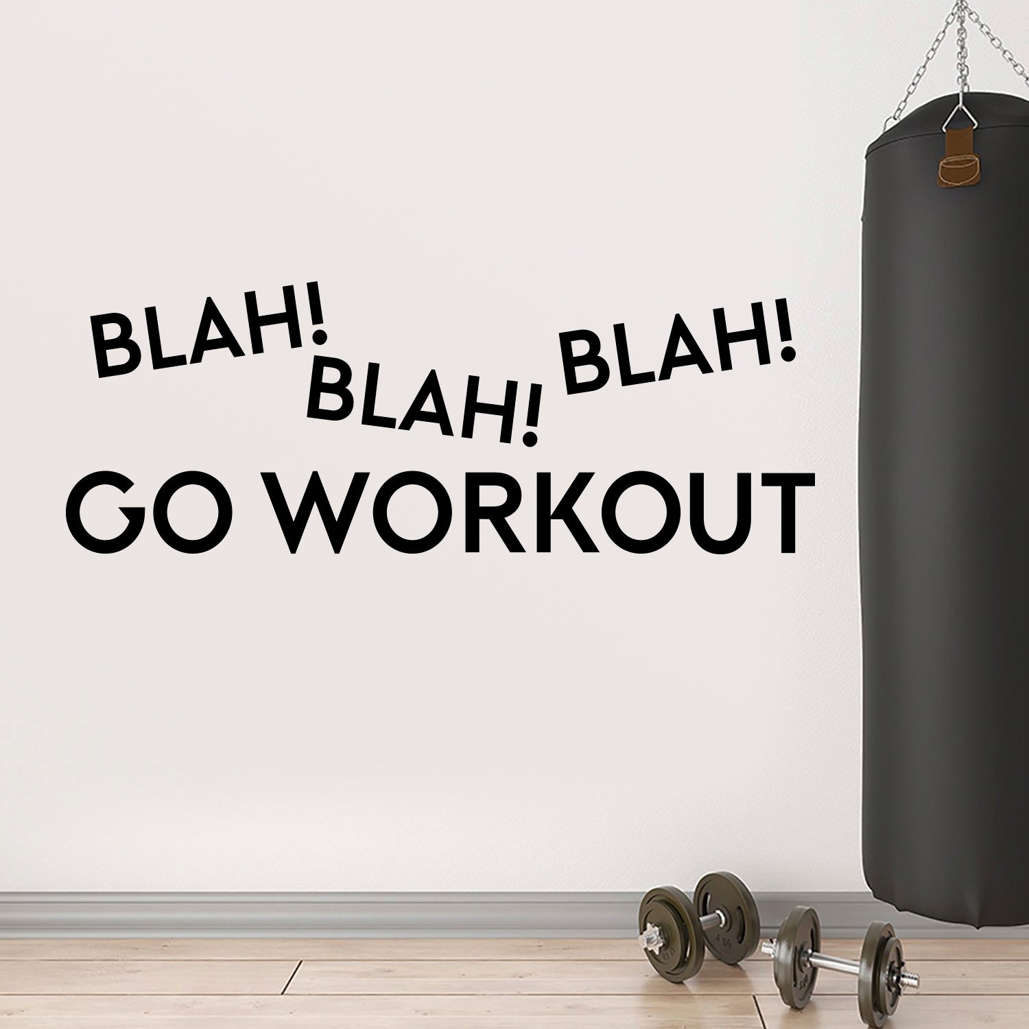 Vinyl Wall Art Decal - Blah Blah Blah Go Workout - 15" x 41" - Motivational Fitness Gym Wall Mirror Decor - Positive Health and Lifestyle Fitness Decals - Quotes 660078112298