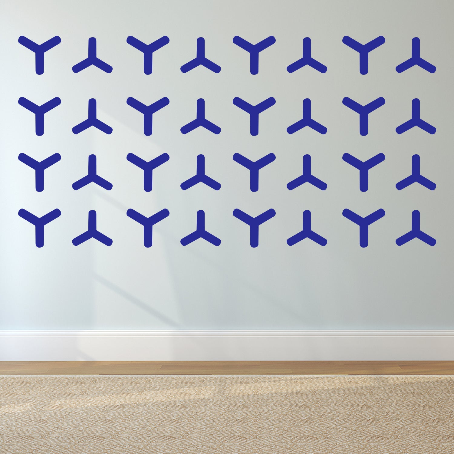 Set of 20 Vinyl Wall Art Decal - Geometric Y Pattern - 5.5" x 6" Each - Sticker Adhesive Vinyls for Home Apartment Office Use - Geometric Design for Living Room Bedroom Decor (5.5" x 6" Each, Blue) 660078112793