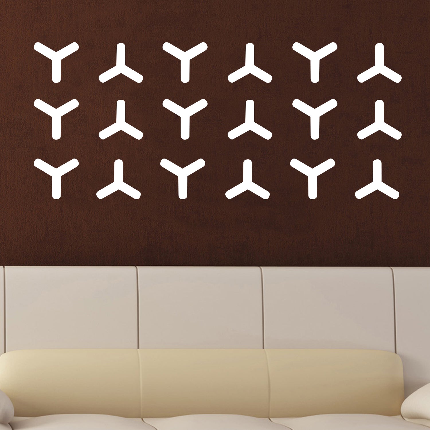 Set of 20 Vinyl Wall Art Decal - Geometric Y Pattern - 5.5" x 6" Each - Sticker Adhesive Vinyls for Home Apartment Office Use - Geometric Design for Living Room Bedroom Decor (5.5" x 6" Each, White) 660078112779