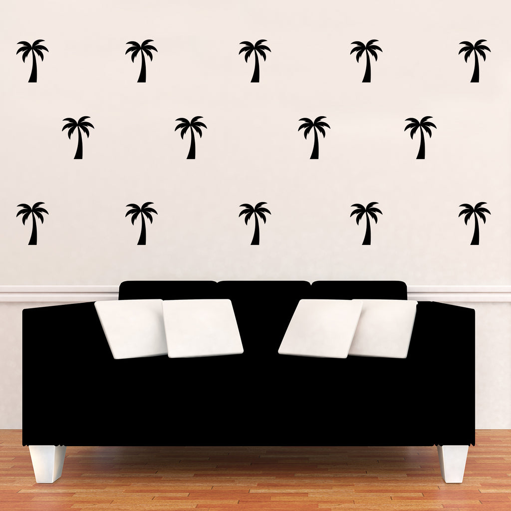 Set of 20 Vinyl Wall Art Decal - Palm Trees - 4" x 3" Each - Sticker Adhesive Vinyl for Home Apartment Workplace Use - Kids Teens Trendy Decor for Living Room Dorm Room Bedroom (4" x 3" Each, Black) 660078113622
