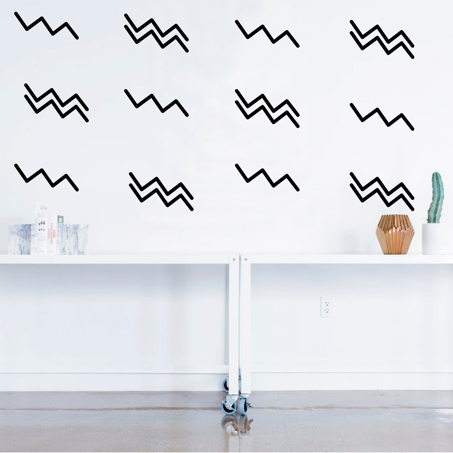 Set of 22 Vinyl Wall Art Decal - Zig Zag Patterns - 7" to 8" Each - Sticker Vinyls for Home Apartment Workplace Use - Cool Simple Shapes for Living Room Bedroom Decorations (7"" to 8" Each, Black) 660078113745