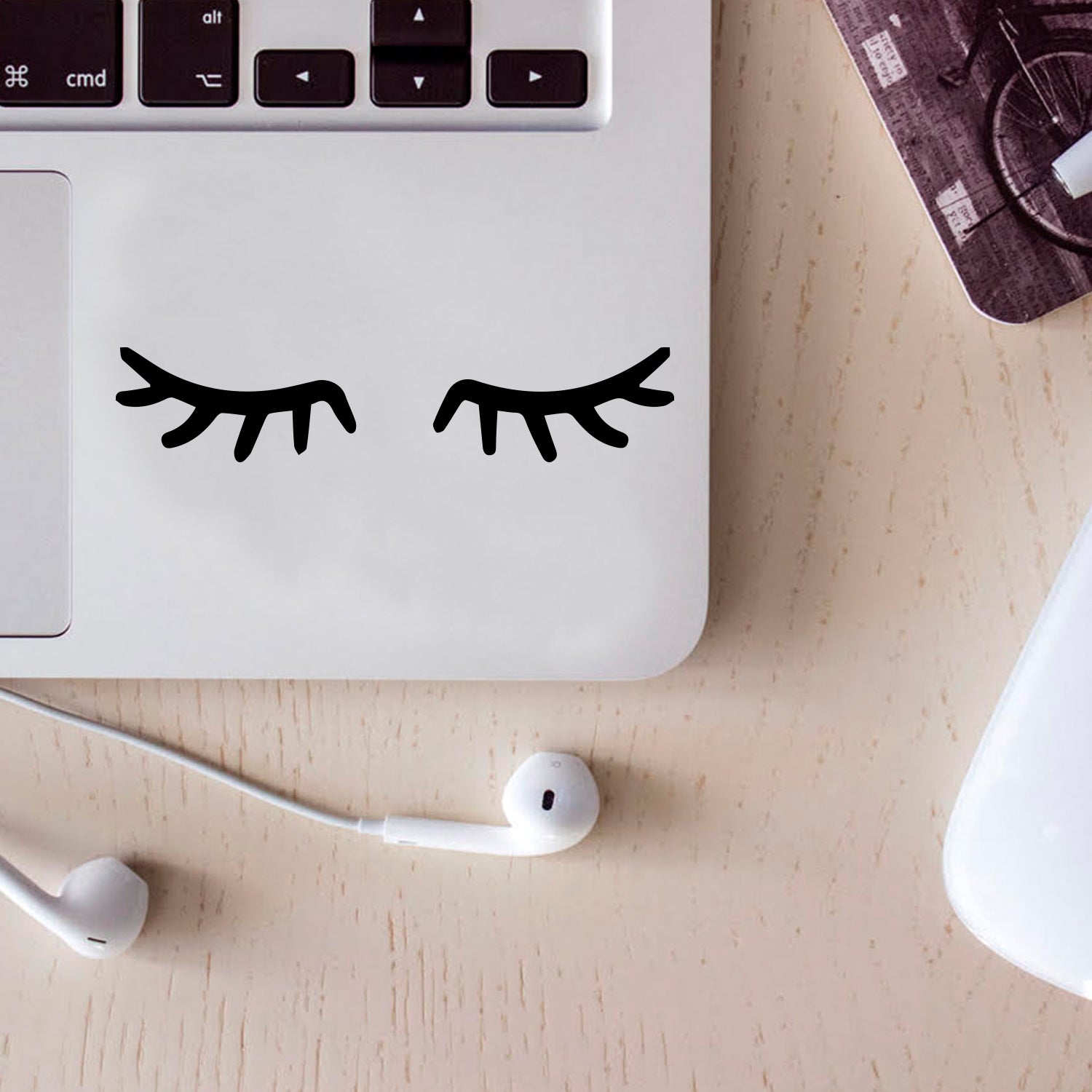 Set of 5 Vinyl Wall Art Decal - Small Eyelashes - 1" x 2" Each - Cute Laptop Skin Decal - Girly Teens Small Stencil Adhesive for Home Mirror Window Car Bumper Sticker (1" x 2" Each, Black) 660078113813