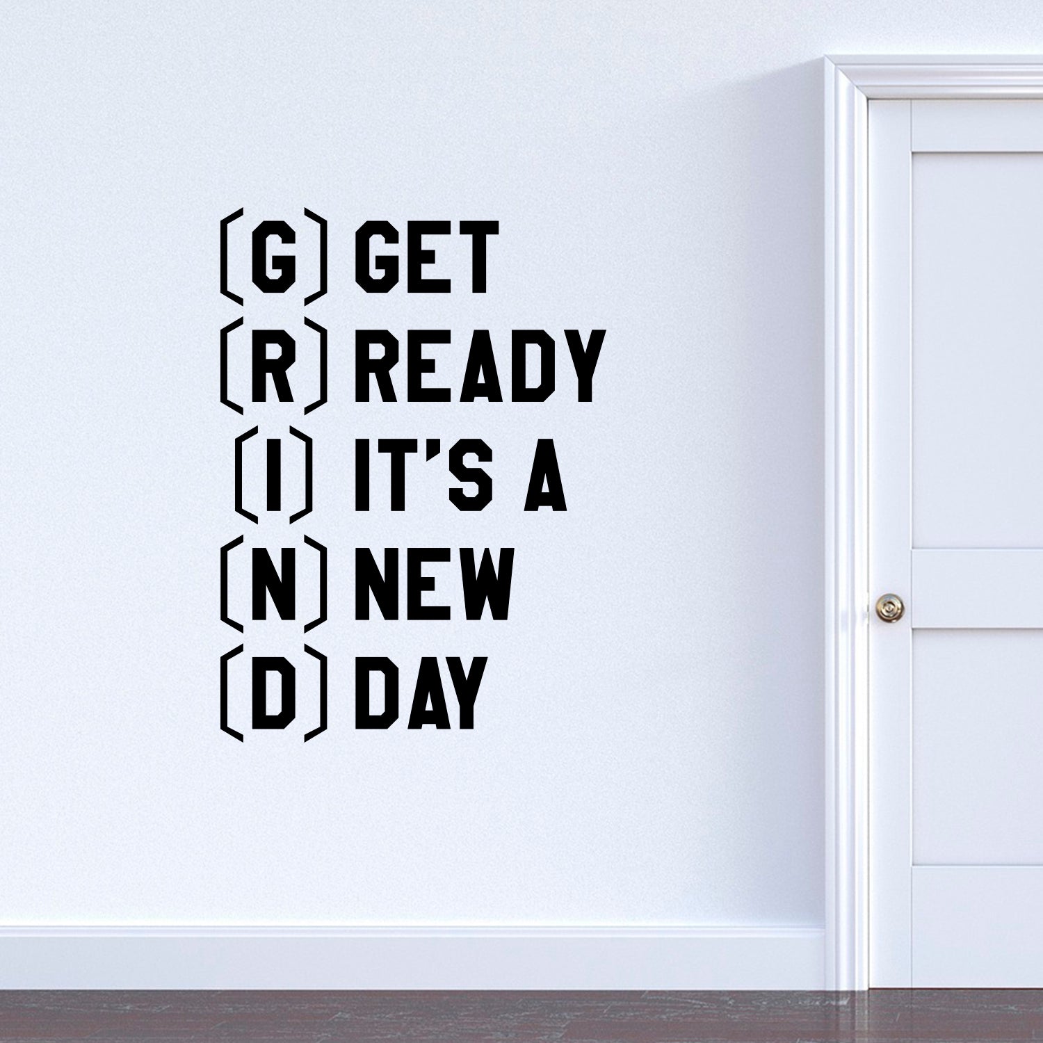 Vinyl Wall Art Decal - Grind Get Ready It's A New Day - 31" x 23" - Inspiring Home Living Room Bedroom Gym and Fitness Decor - Peel and Stick Apartment Work Office Adhesive Decals 660078118894
