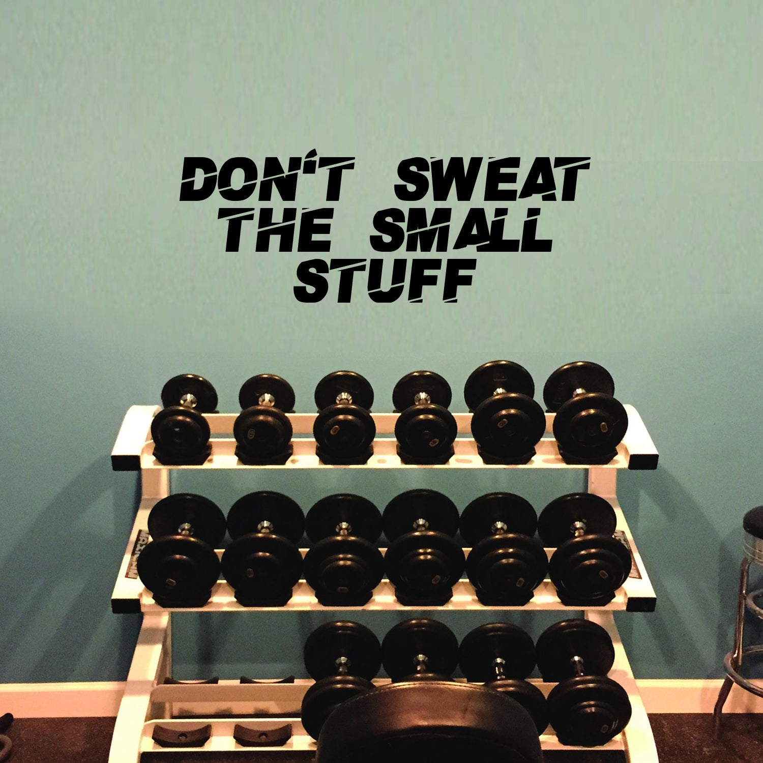 Vinyl Wall Art Decal - Don't Sweat The Small Stuff - 12" x 32" - Motivational Quote for Home Bedroom Peel and Stick Decor - Positive Gym and Fitness Workout Apartment Sticker Decals 660078120439