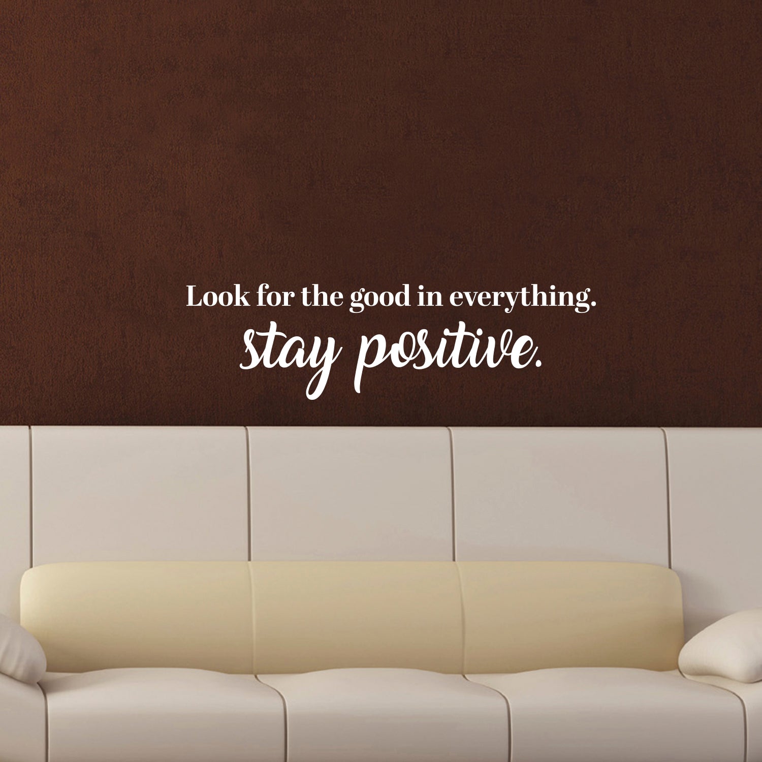 Vinyl Wall Art Decal - Look For The Good In Everything Stay Positive - 6.5" x 23" - Inspirational Workplace Bedroom Apartment Decor Decals - Positive Home Living Room Office Quotes (6.5" x 23", White) 660078121801