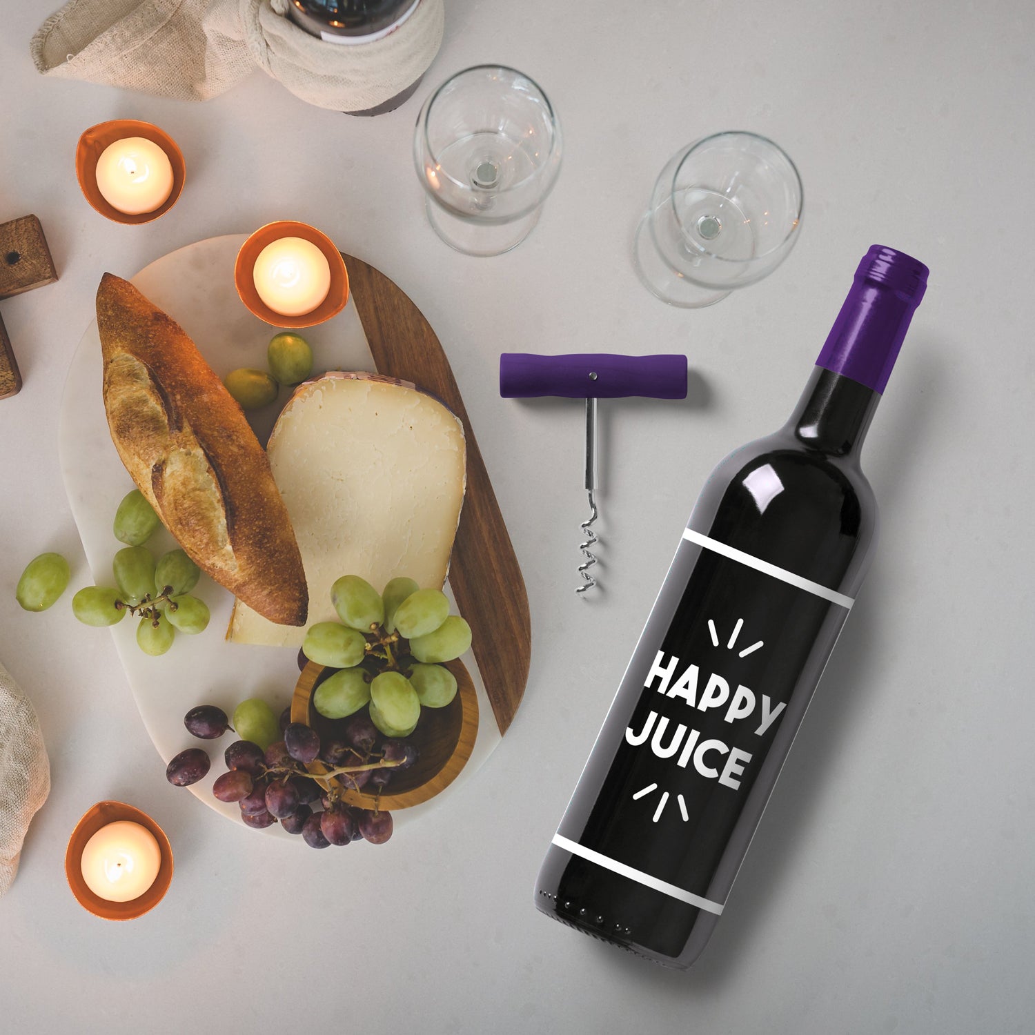 Thank You Wine Bottle Vinyl Sticker Decal - Happy Juice - 5" x 4" - Unique Party Favor Holiday Season Family Reunion Employee Appreciation Gift 660078122334