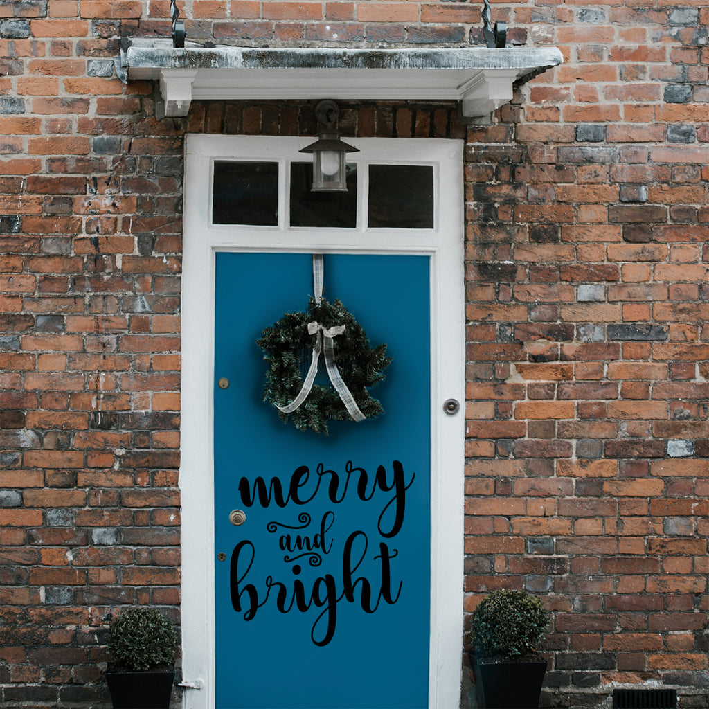 Vinyl Wall Art Decal - Merry and Bright - 21" x 21" - Christmas Seasonal Decoration Sticker - Indoor Outdoor Home Office Wall Door Window Bedroom Workplace Decor Decals (21" x 21", Black) 660078126530